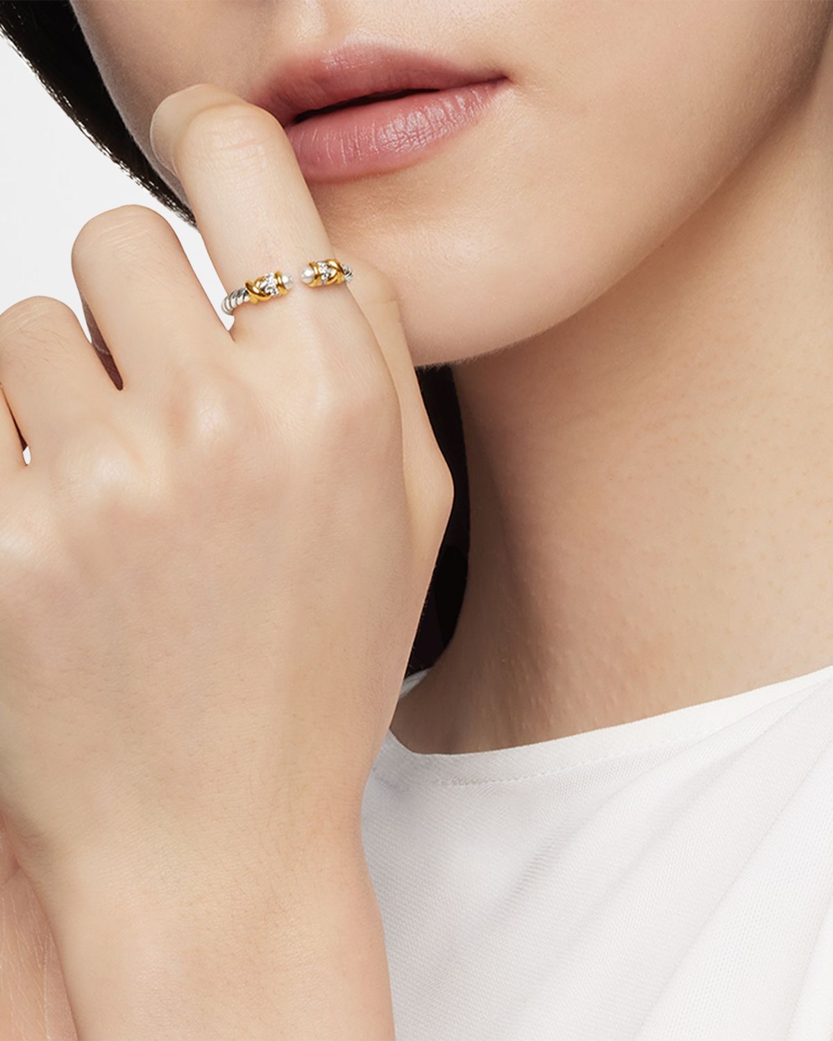 David Yurman Petite Helena Ring Sterling Silver with 18K Yellow Gold