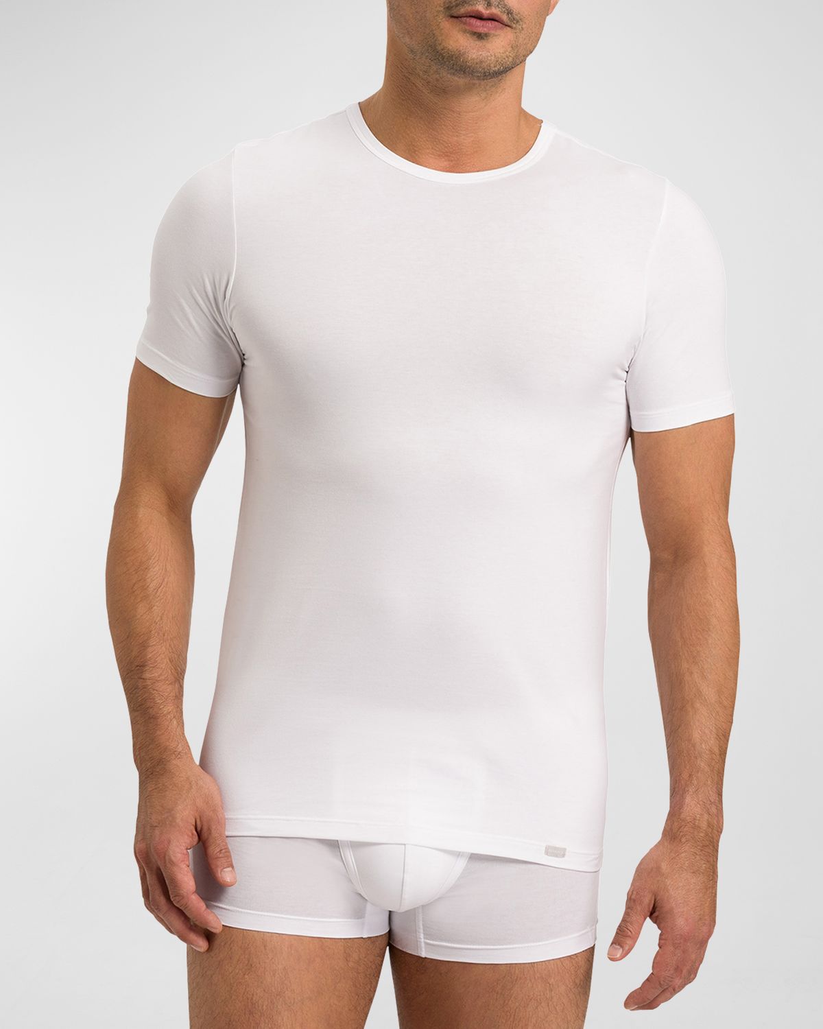 Hanro Men 's Cotton Essentials 2-Pack Crewneck T-Shirts | Thumbnail 4 Hanro Men 's Cotton Essentials 2-Pack Crewneck T-Shirts | Thumbnail 4