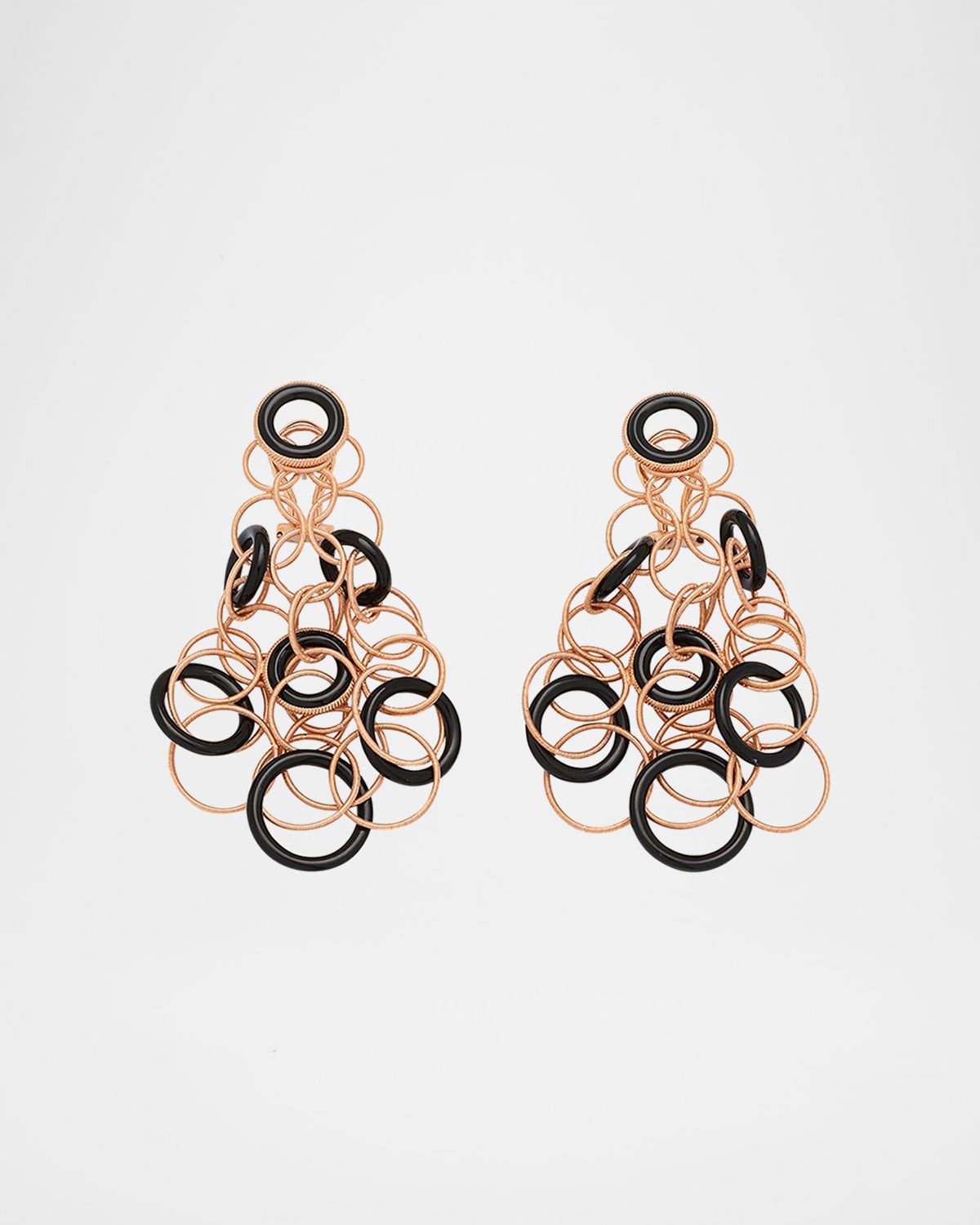 Buccellati Hawaii 18K Rose Gold & Onyx Pendant Earrings, 7cm