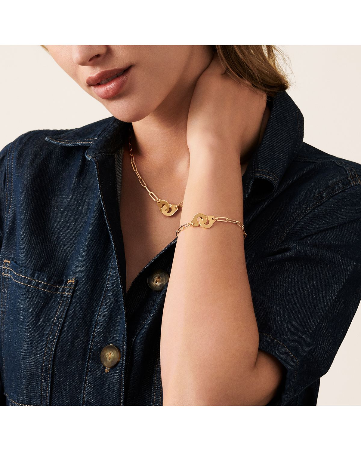 DINH VAN Yellow Gold Menottes R12 Large Chain Necklace