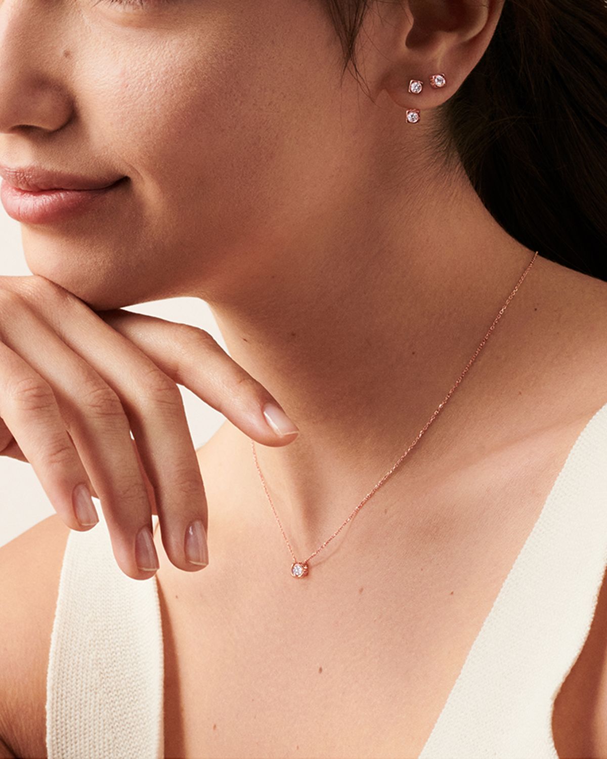 DINH VAN Yellow Gold Le Cube Medium Diamond Pendant Necklace