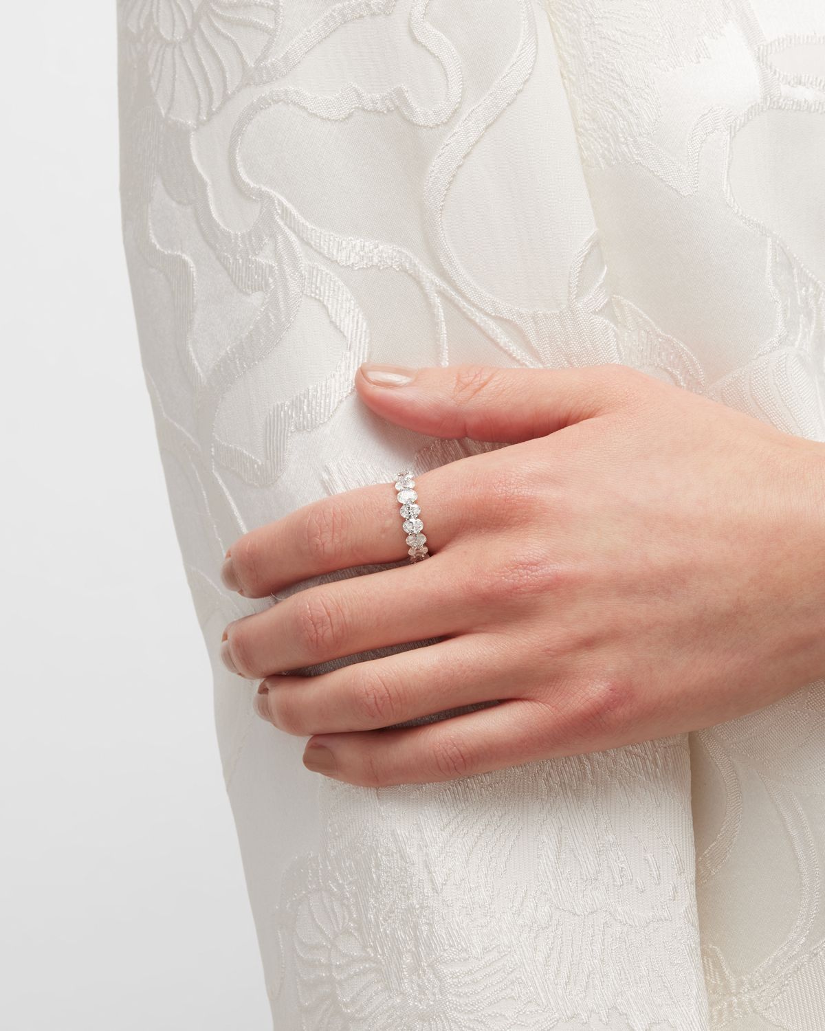 Neiman Marcus Diamonds Platinum Oval FG/VS Diamond Eternity Band, Size 6, 4.5tcw