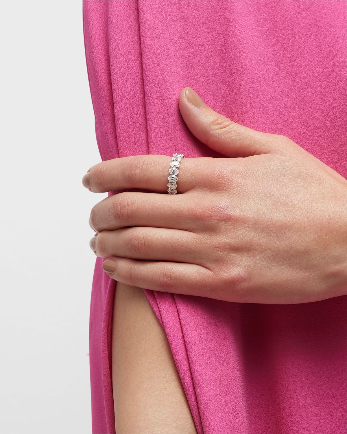 Neiman Marcus Diamonds Platinum Oval FG/VS Diamond Eternity Band, Size 6.75, 5.44tcw