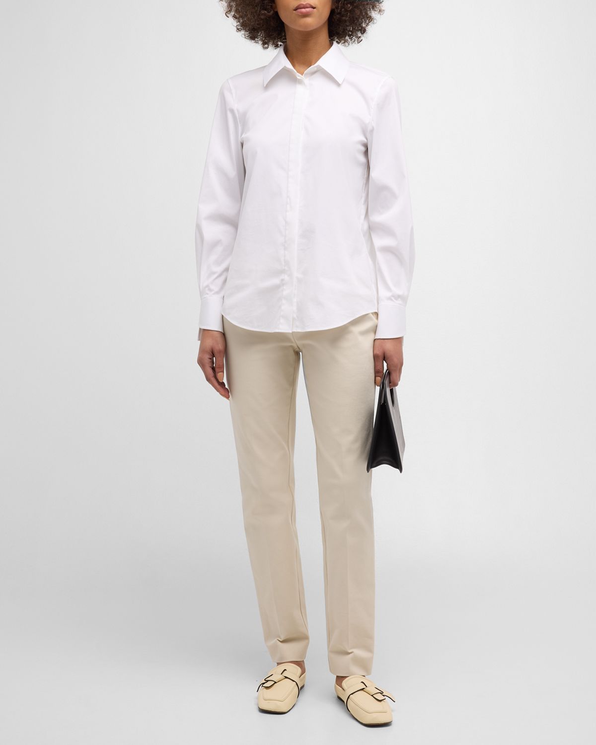 Lafayette 148 New York Wright Stretch Cotton Shirt