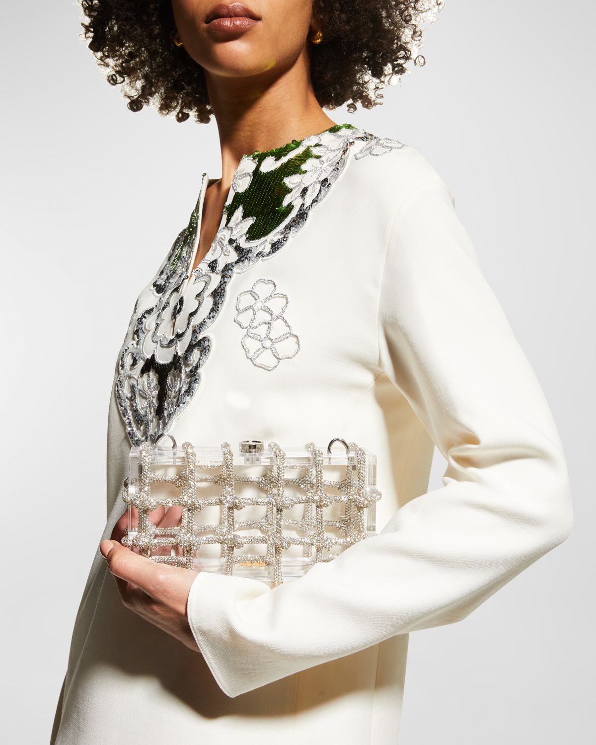 Cult Gaia Bess Caged Embellished Box Shoulder Bag