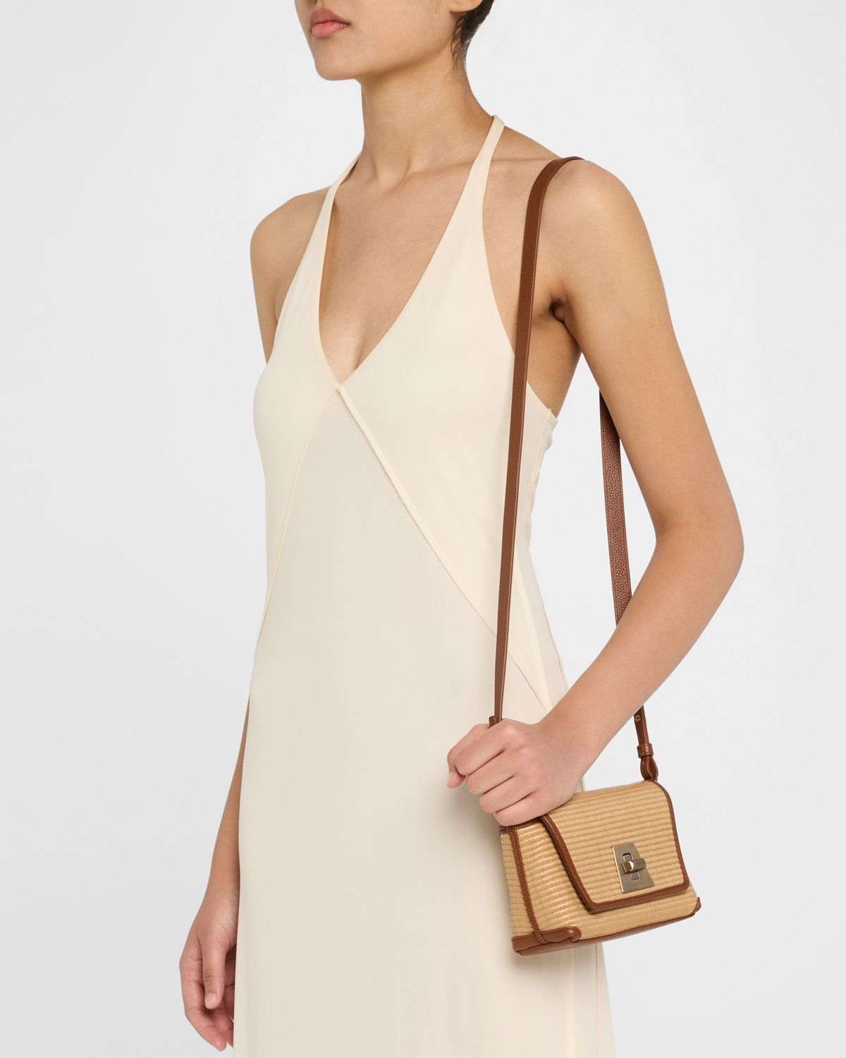 Akris Anouk Little Day Bicolor Raffia Crossbody Bag