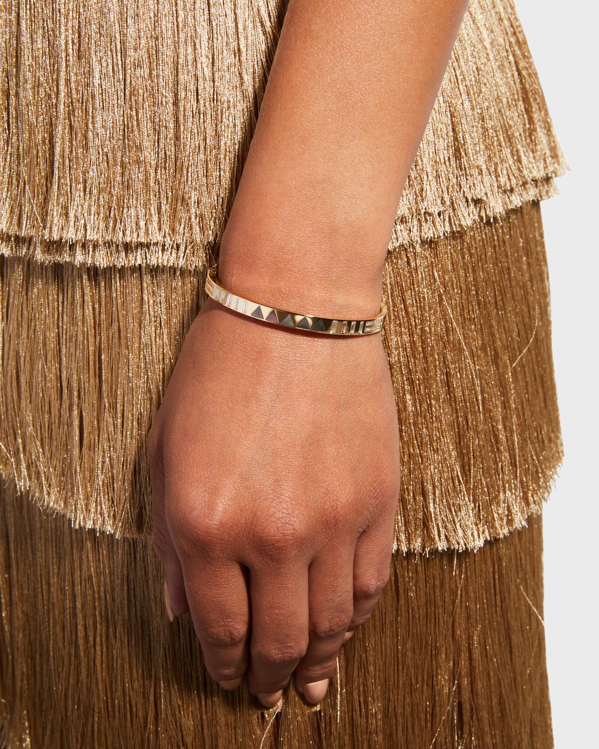 Harwell Godfrey Yellow Gold Mother-of-Pearl and Diamond Pave Bangle