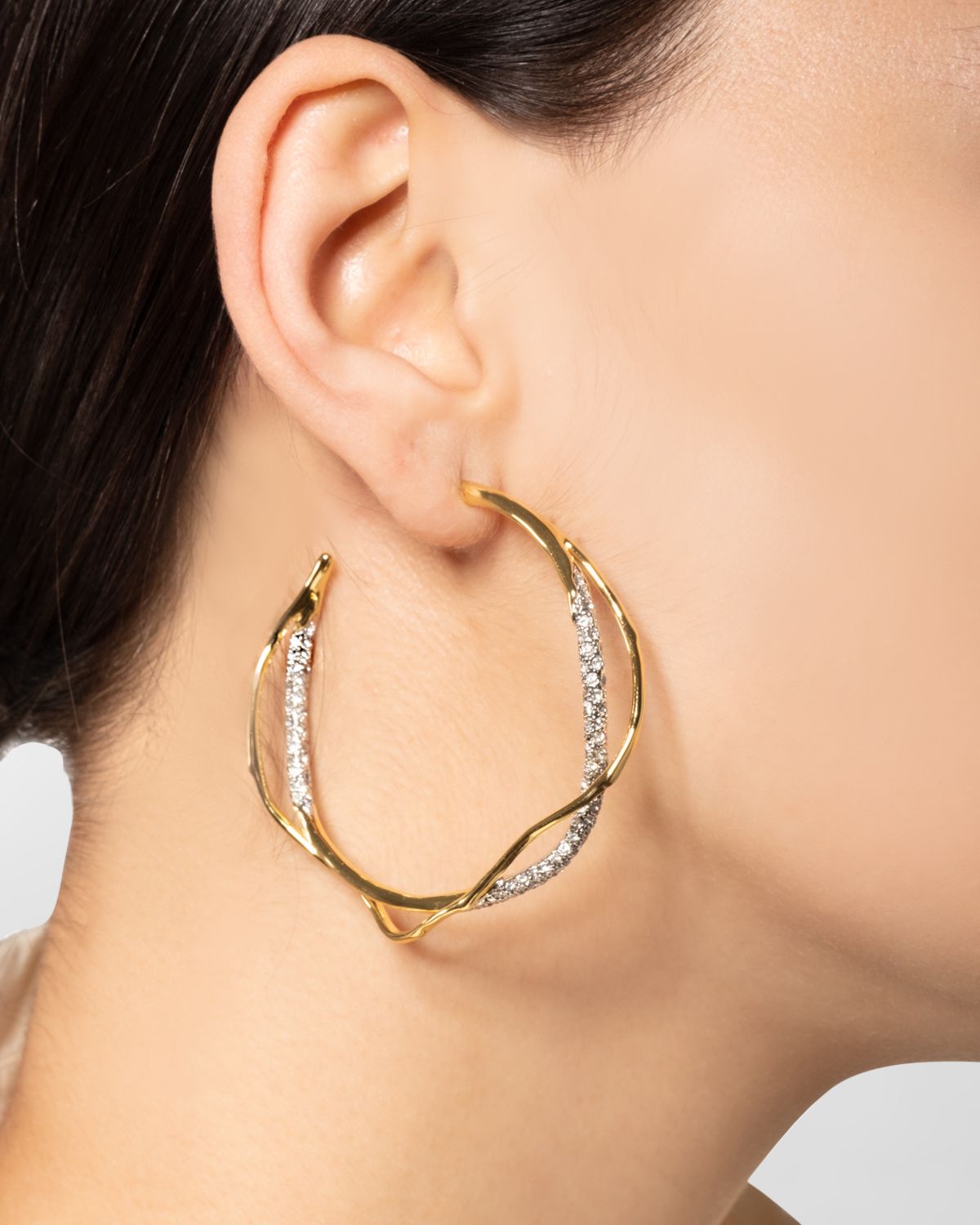 Alexis Bittar Intertwined Pave Hoop Earrings