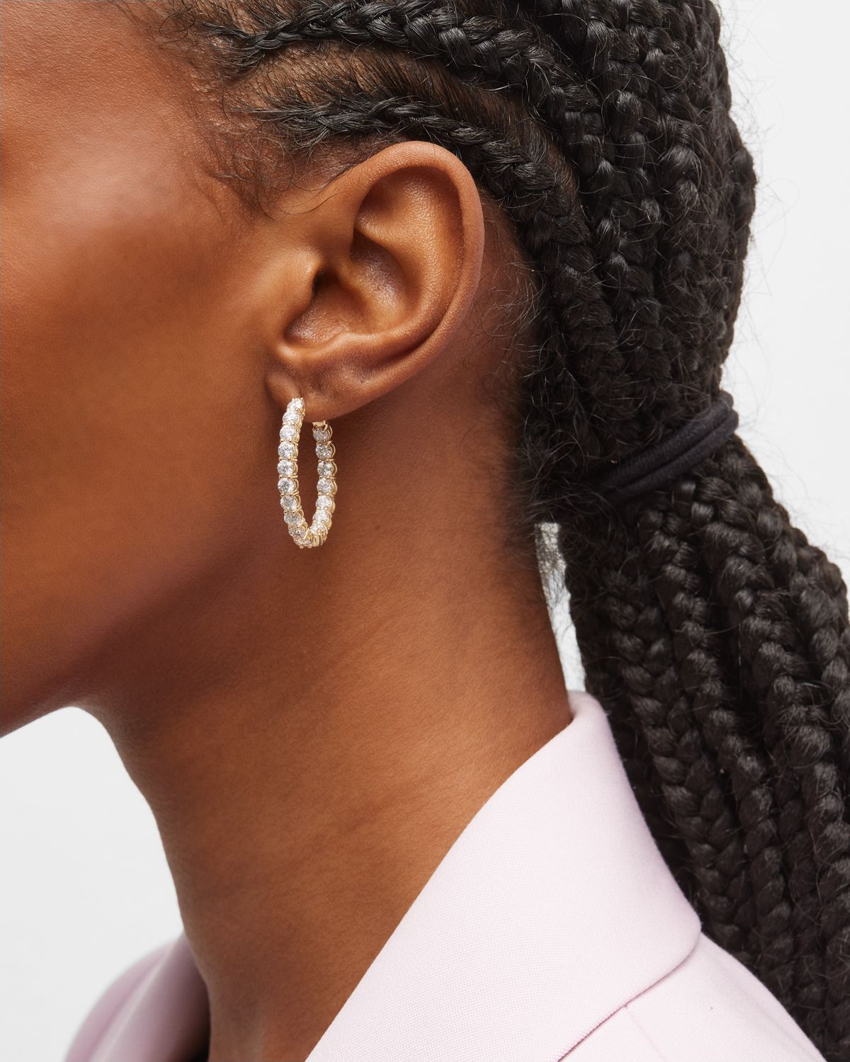 Neiman Marcus Diamonds 18K Yellow Gold Diamond Oval Hoop Earrings, 5.1tcw, 1"L