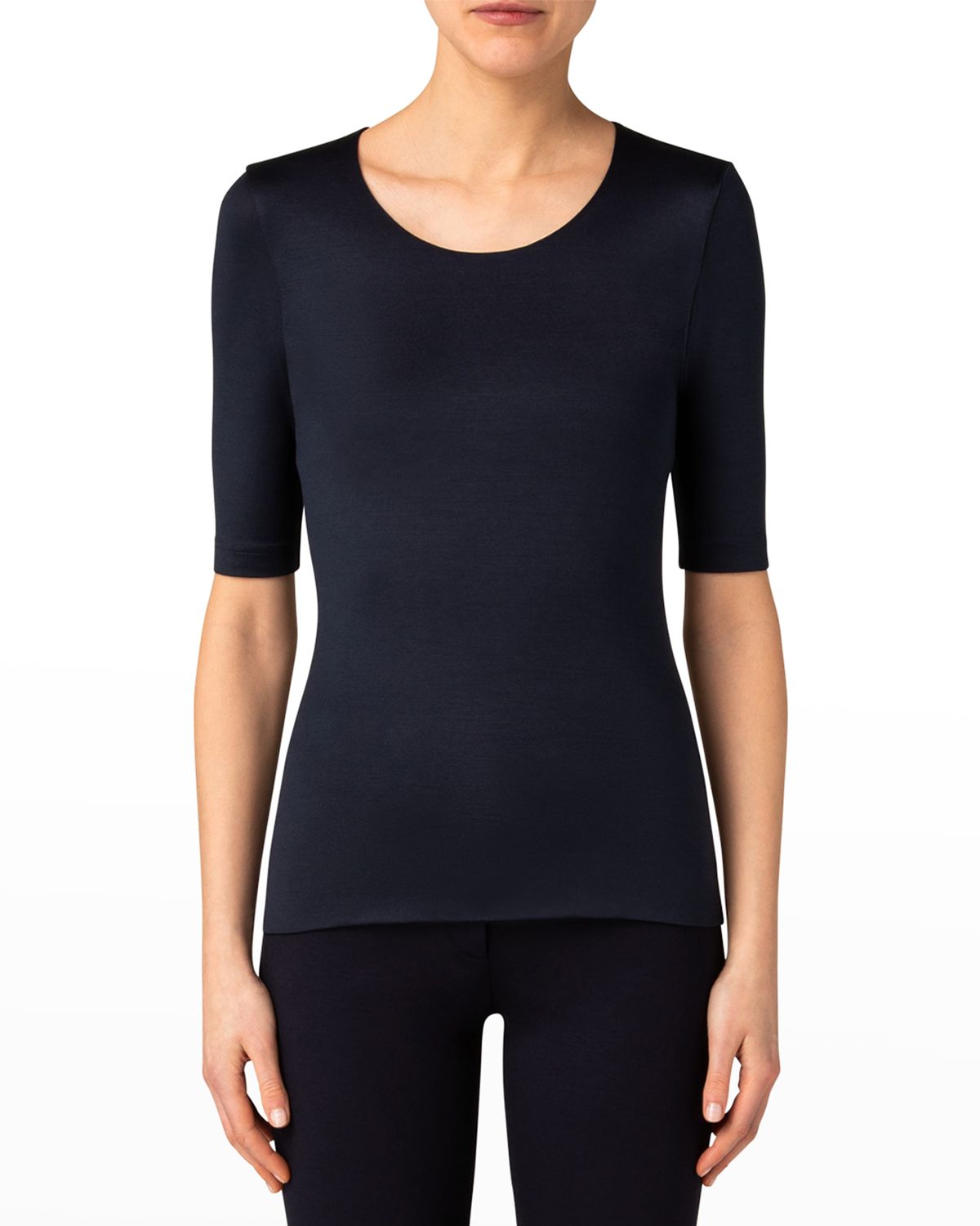 Akris Scoop-Neck Silk Jersey T-Shirt