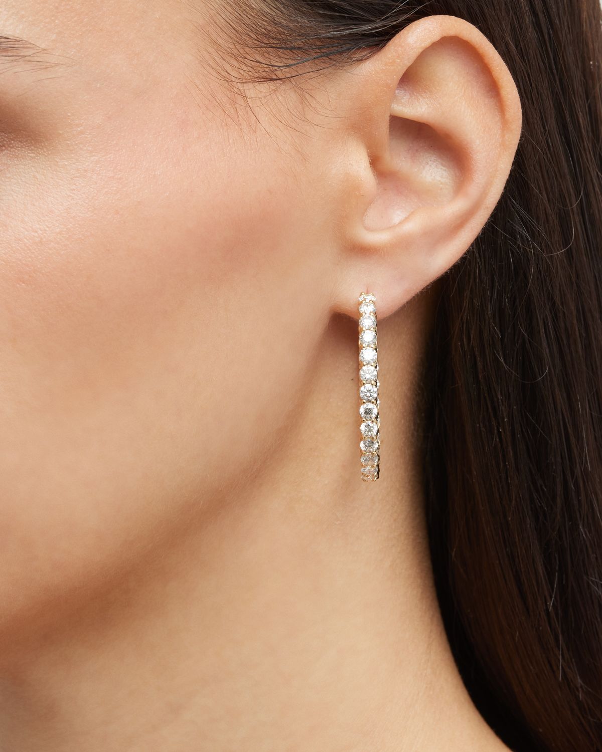 Neiman Marcus Diamonds 18K Yellow Gold Diamond Hoop Earrings, 6.60tcw, 10.3"L