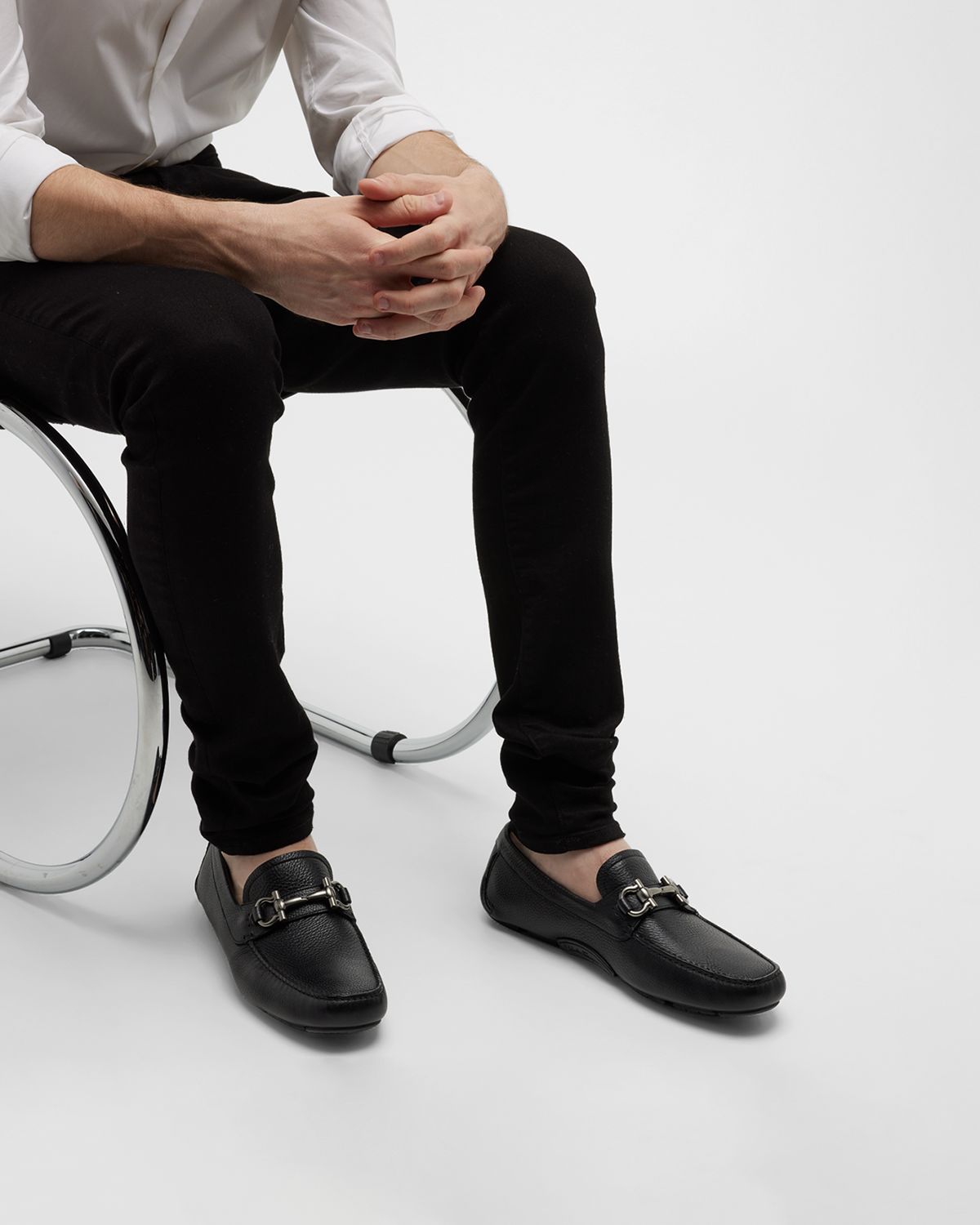 Ferragamo Men 's Parigi Gancini Leather Drivers