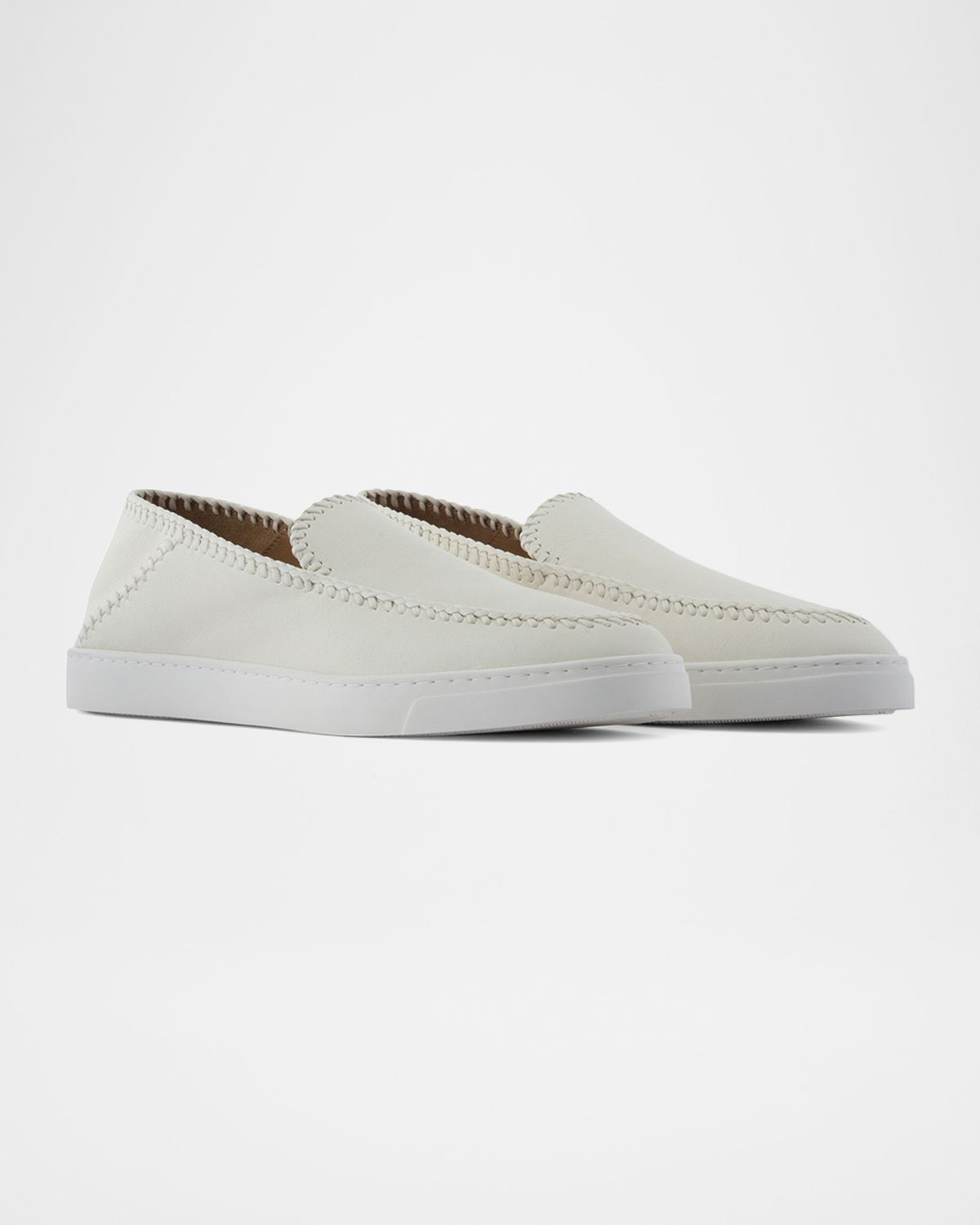 Giorgio Armani Men 's Woven Leather Slip-On Sneakers