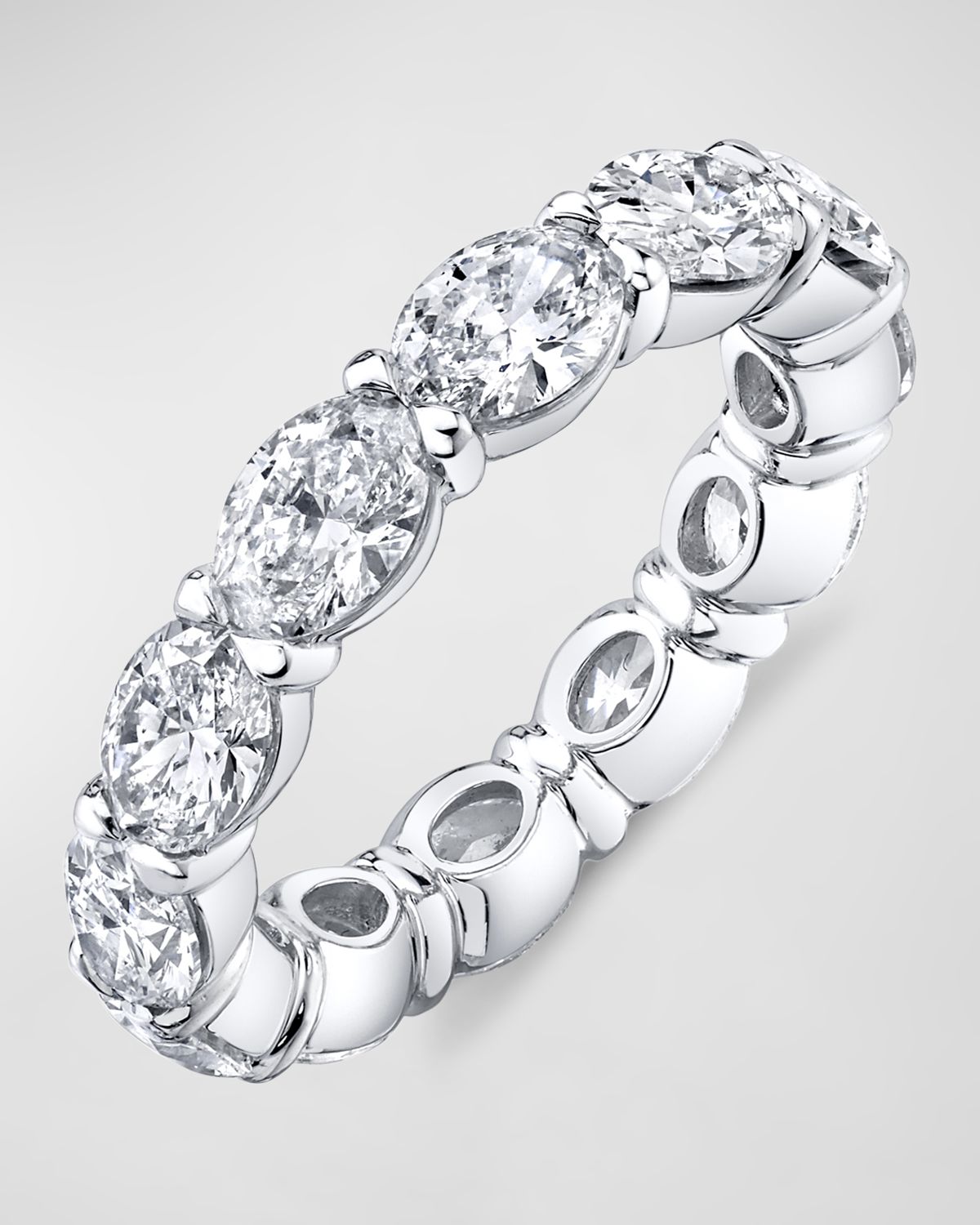 Neiman Marcus Diamonds Platinum Oval Diamond Eternity Band, Size 5.75, 2.99tcw