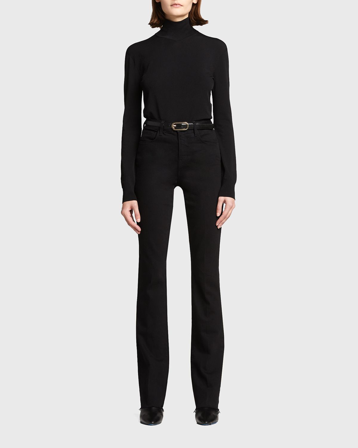 L 'Agence Ruth High-Rise Straight Jeans w/ Raw Hem