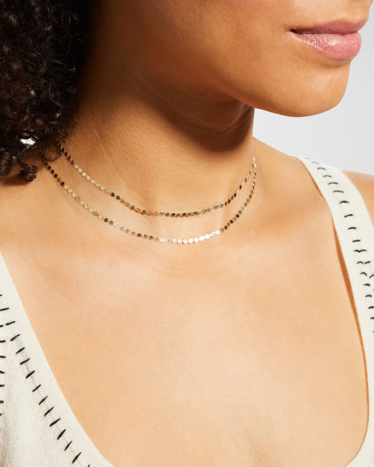 LANA 14K Gold Double Strand Petite Nude Choker