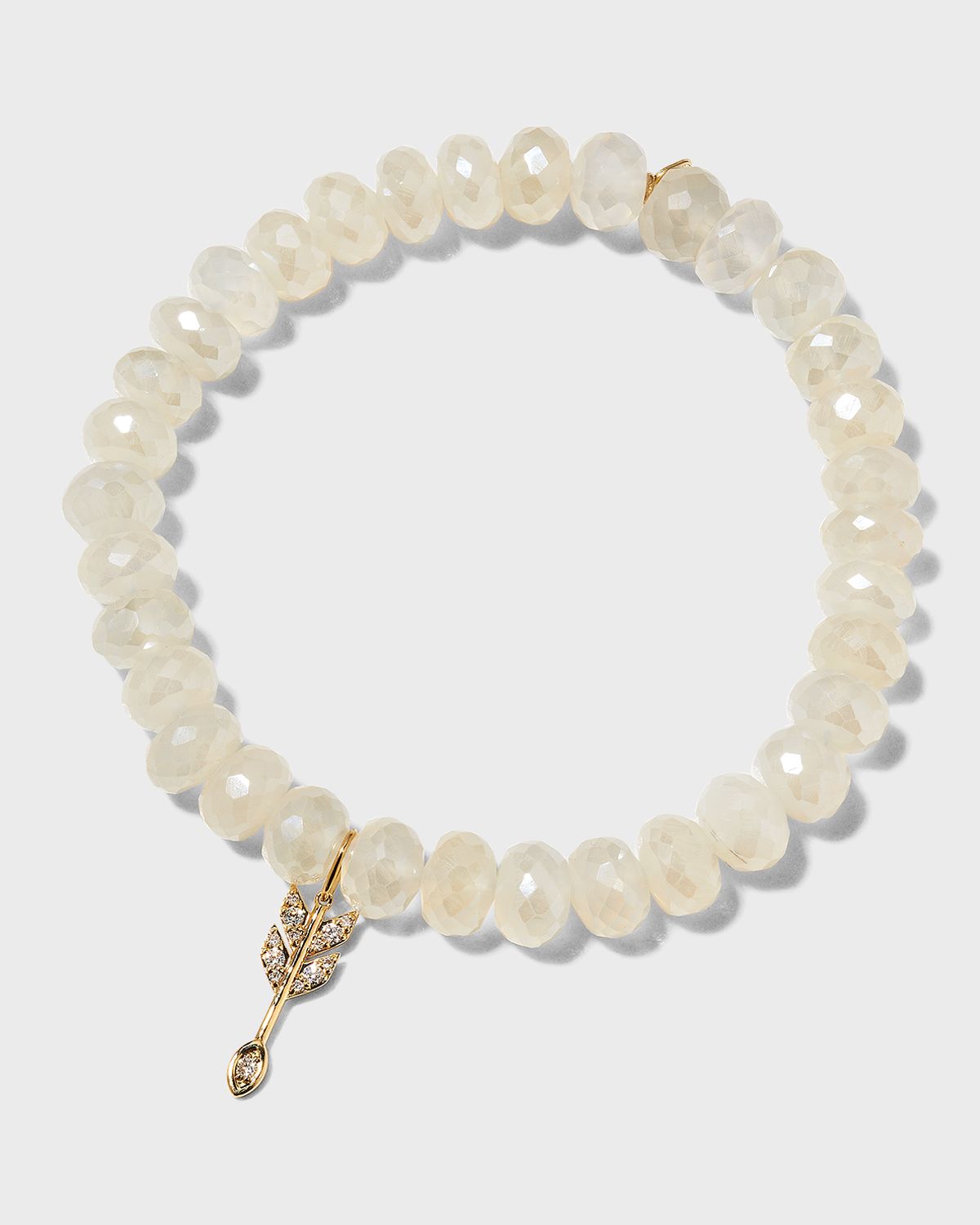 Sydney Evan Yellow Gold 8mm Champagne Chalcedony Rondelle Bracelet with Marquise Arrow Charm