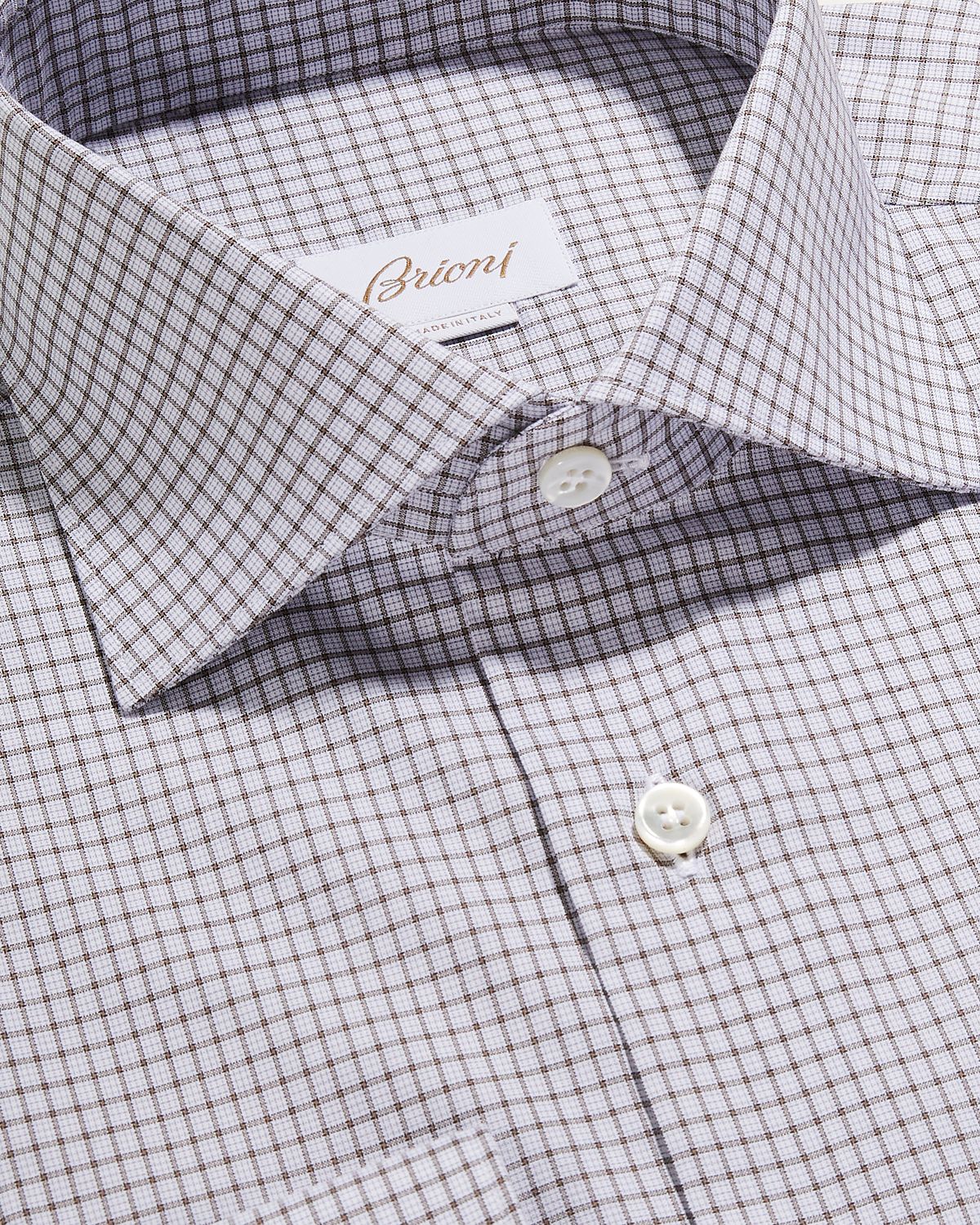 Brioni Men 's Graph Check Cotton Dress Shirt