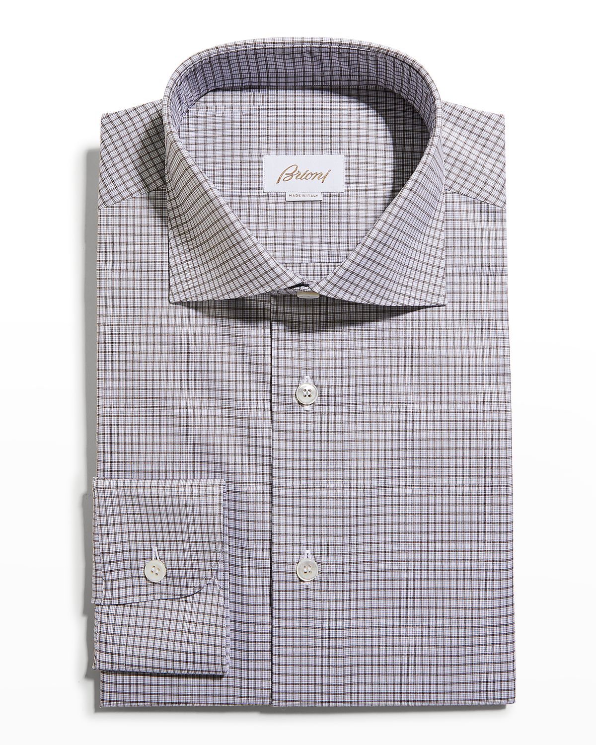 Brioni Men 's Graph Check Cotton Dress Shirt