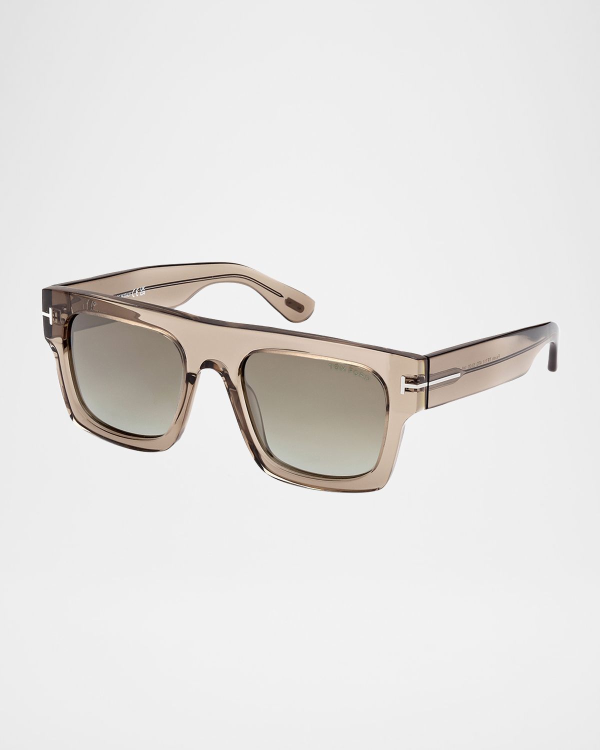 TOM FORD Men 's Fausto M T-Logo Square Flat-Top Sunglasses