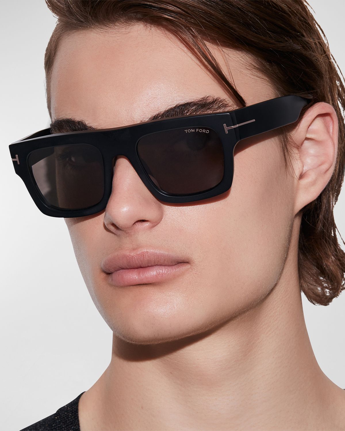 TOM FORD Men 's Fausto T-Logo Square Sunglasses
