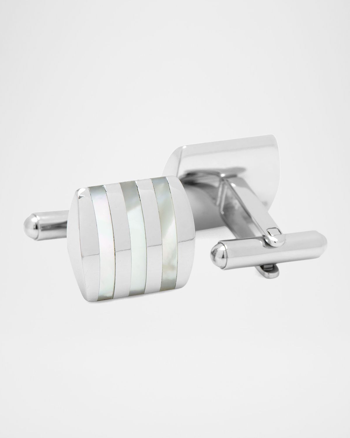 Cufflinks Inc. Stainless Steel Striped Mother-of-Pearl Cufflinks