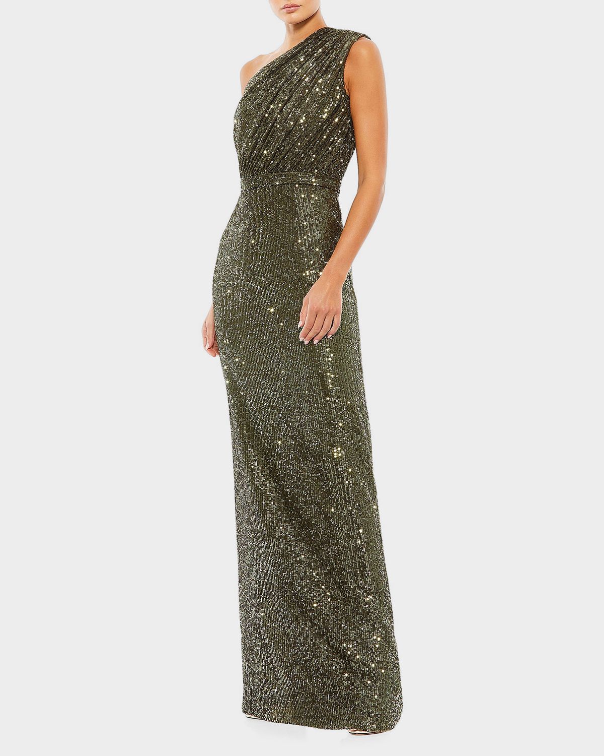 Mac Duggal Sequin One-Shoulder Column Gown