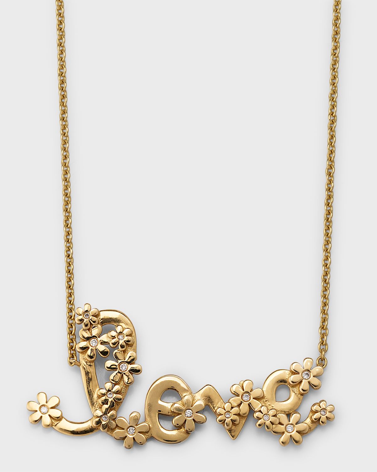 Sydney Evan 14K Gold Daisy Love Necklace with Diamonds