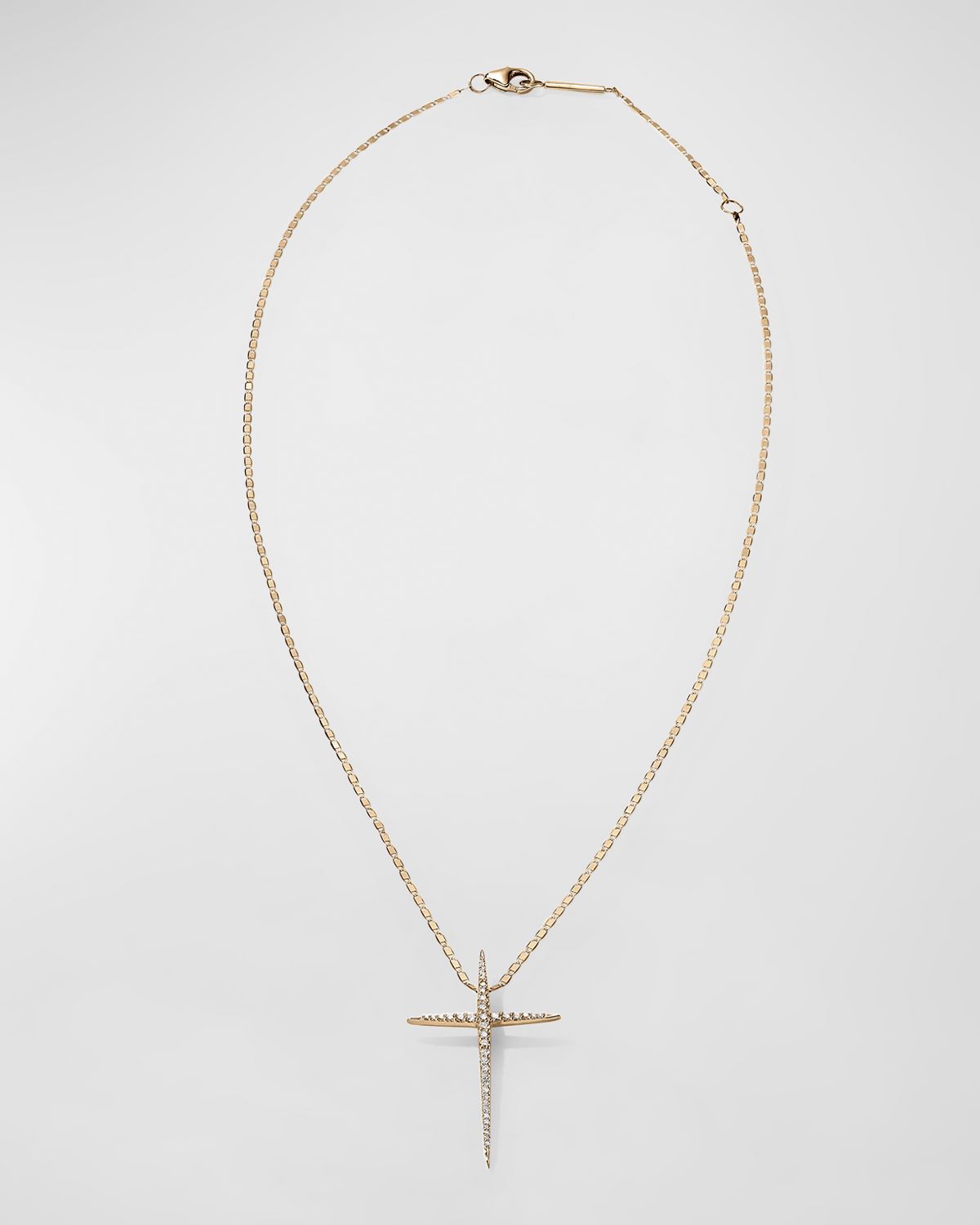 LANA 14K Gold Flawless Skinny Pointed Cross Pendant Necklace