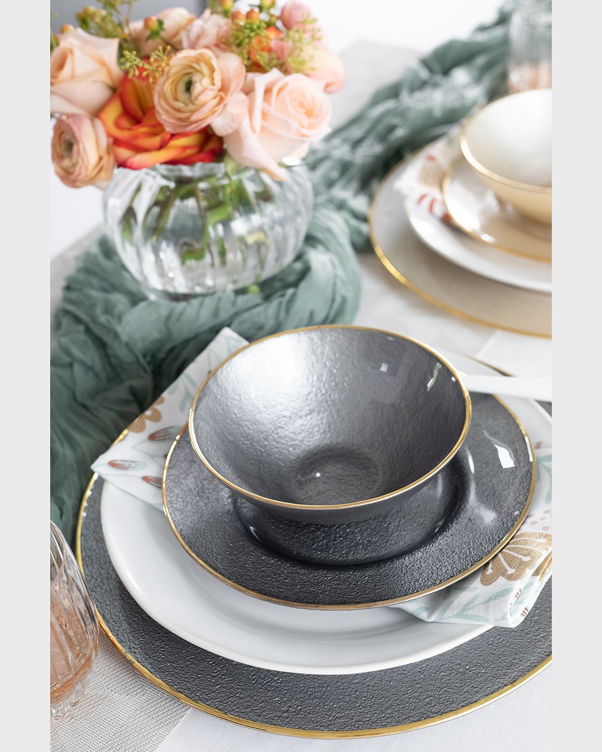 Vietri Metallic Glass Slate Service Plate