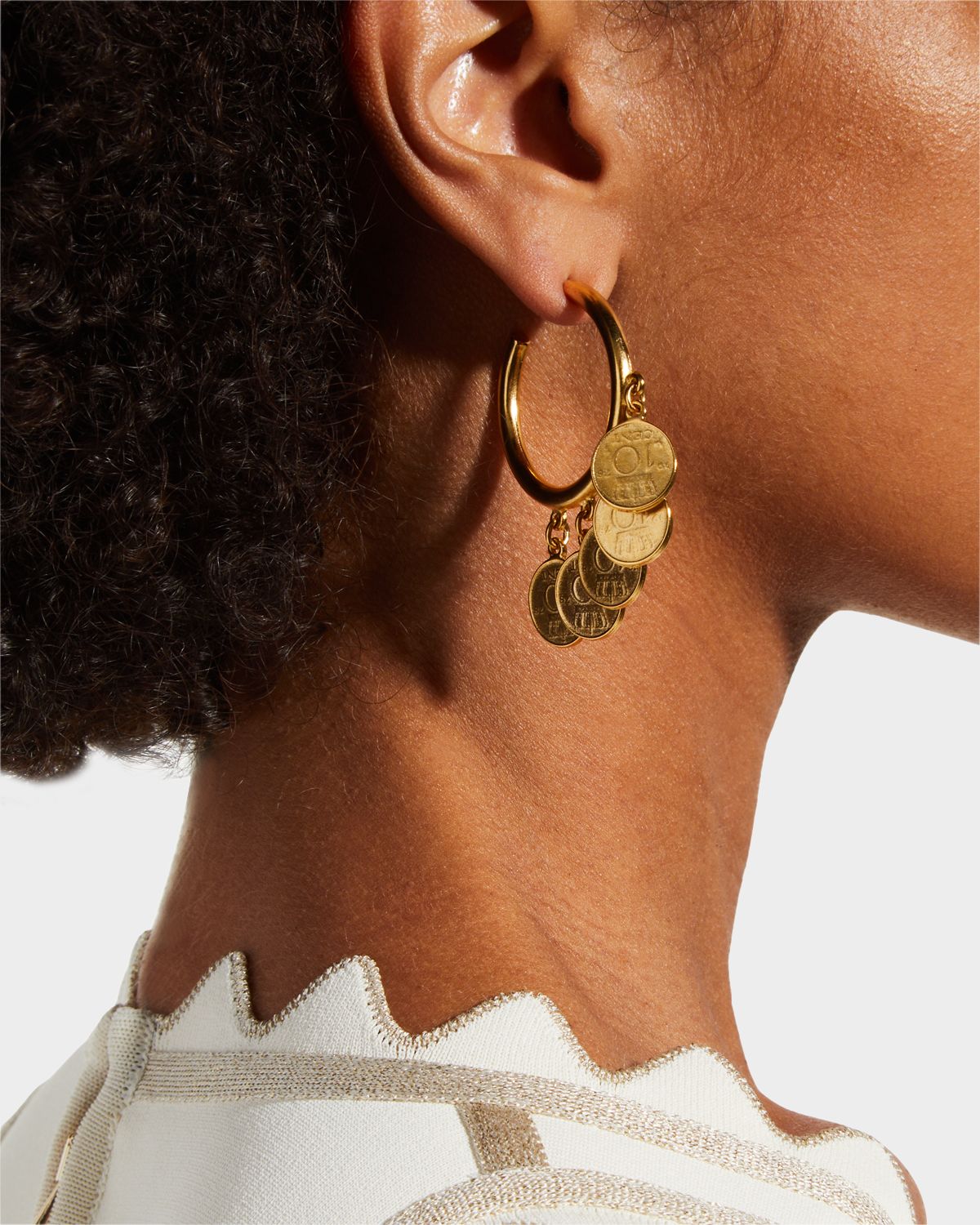 Ben-Amun Gold Charm Hoop Earrings