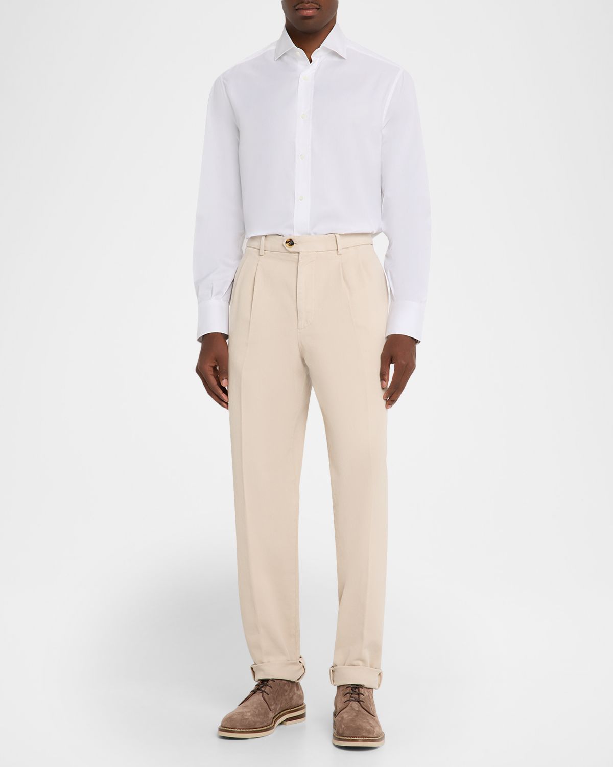 Brunello Cucinelli Men 's Spread Collar Cotton Sport Shirt