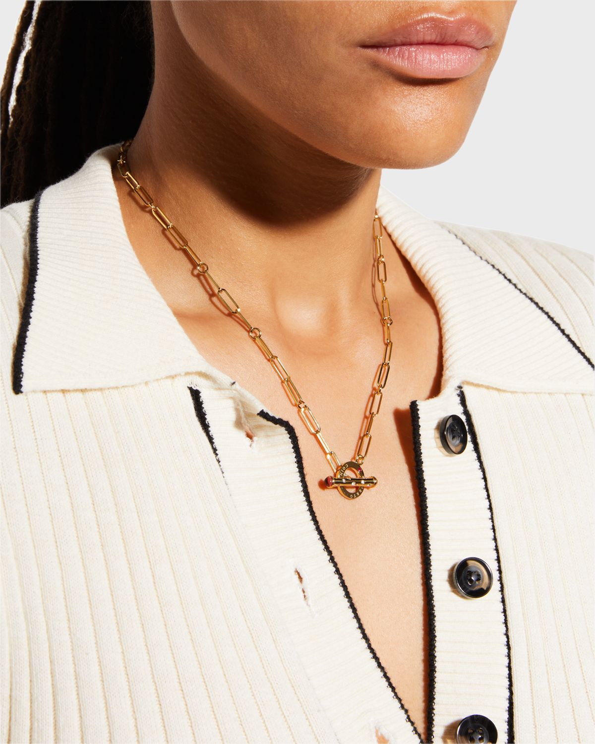 Roberto Coin Yellow Gold Paperclip Chain Necklace with Diamond Toggle