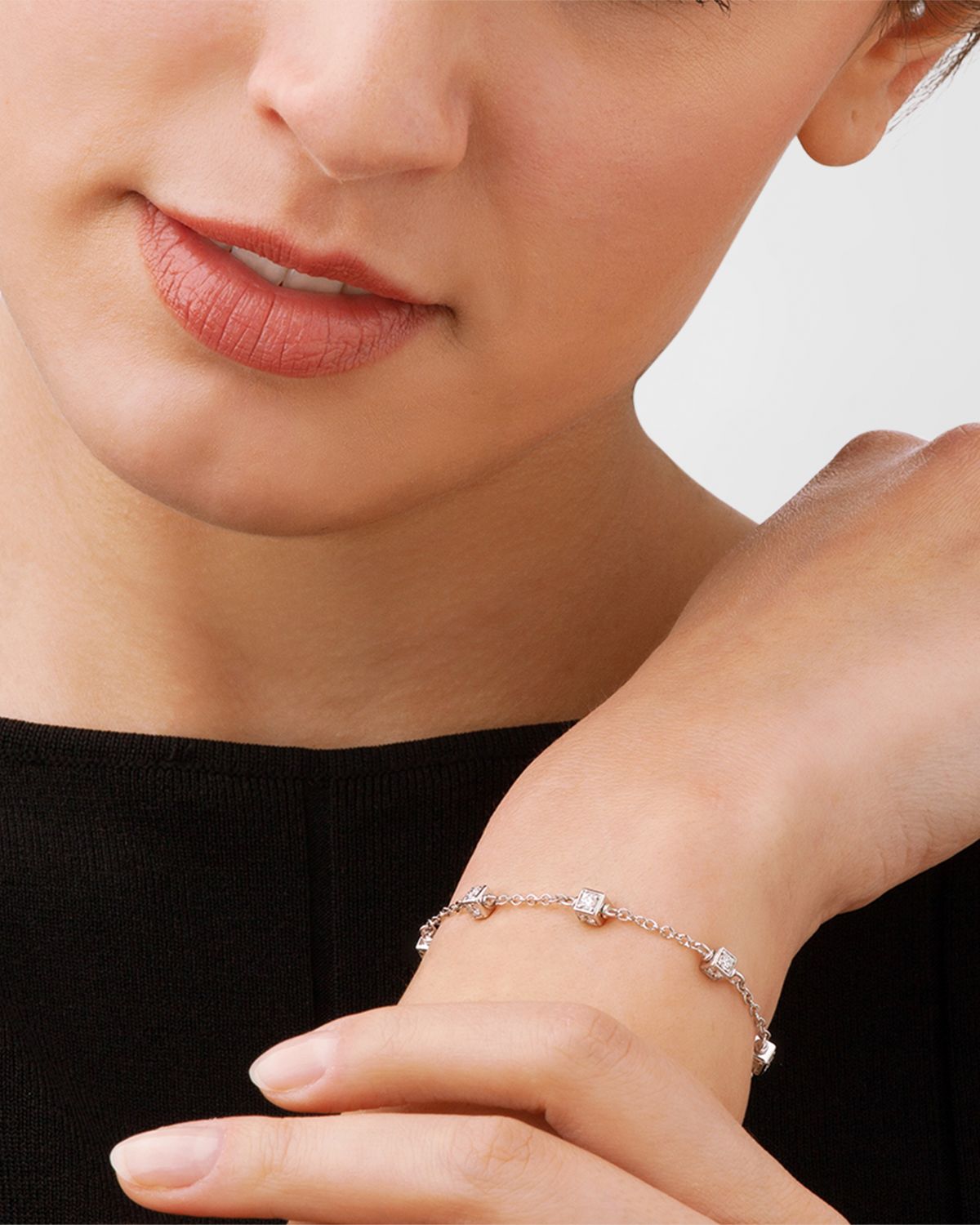 Miseno Faro 18K White Gold Chain Link Bracelet with Diamonds
