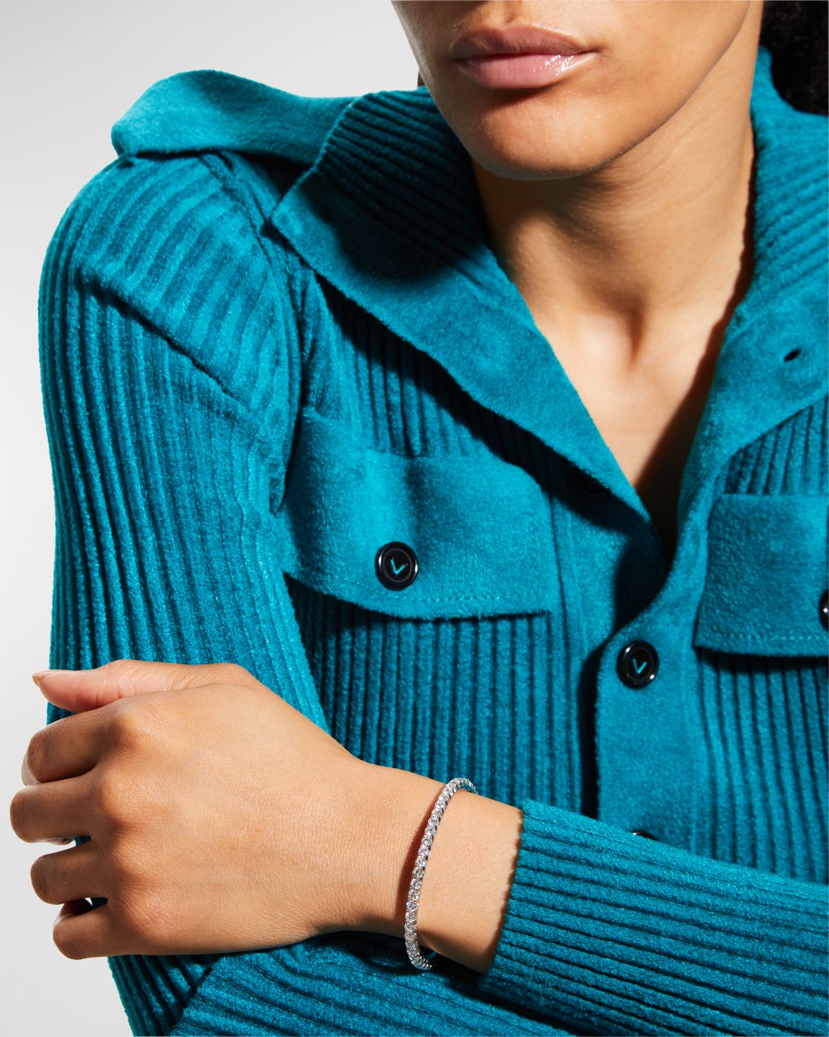 Extensible White Gold Stretch Diamond Tennis Bracelet, 7.3tcw