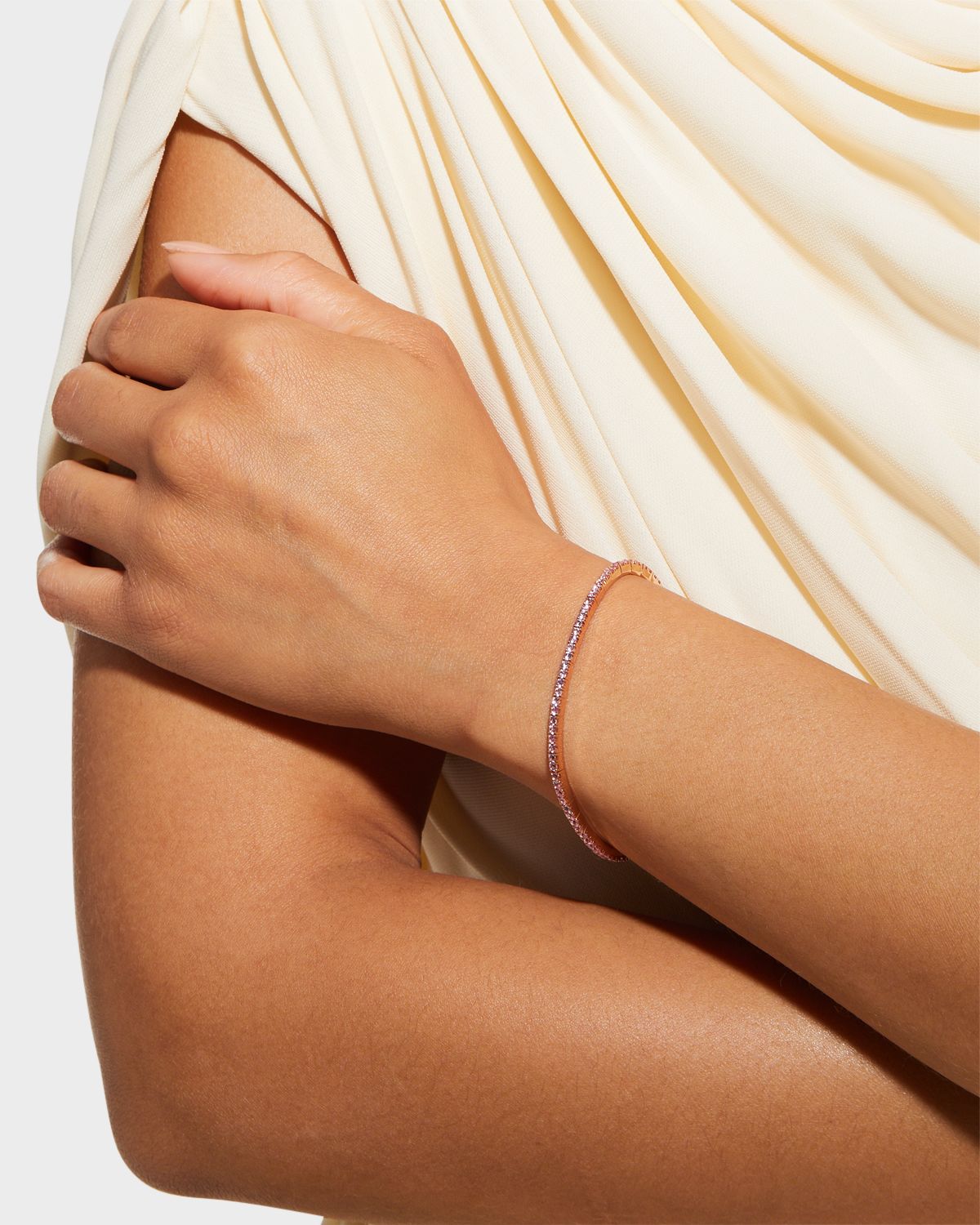 Extensible Rose Gold Stretch Pink Sapphire Tennis Bracelet