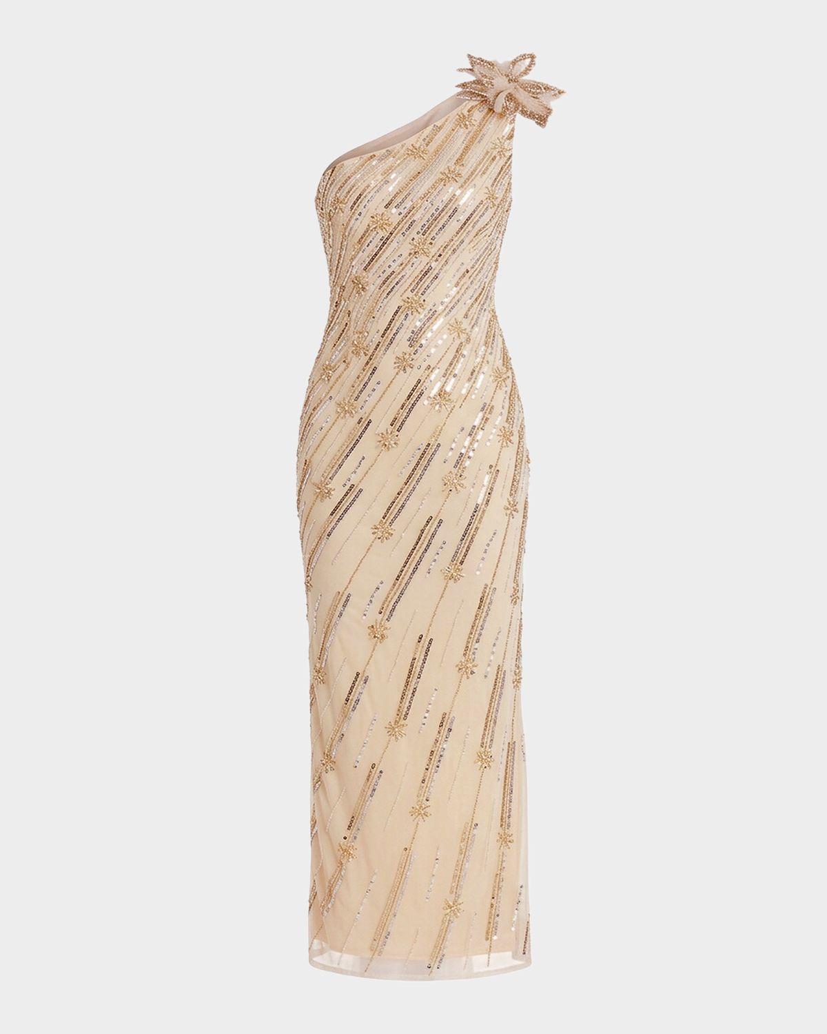 Mac Duggal Embellished One-Shoulder Column Gown