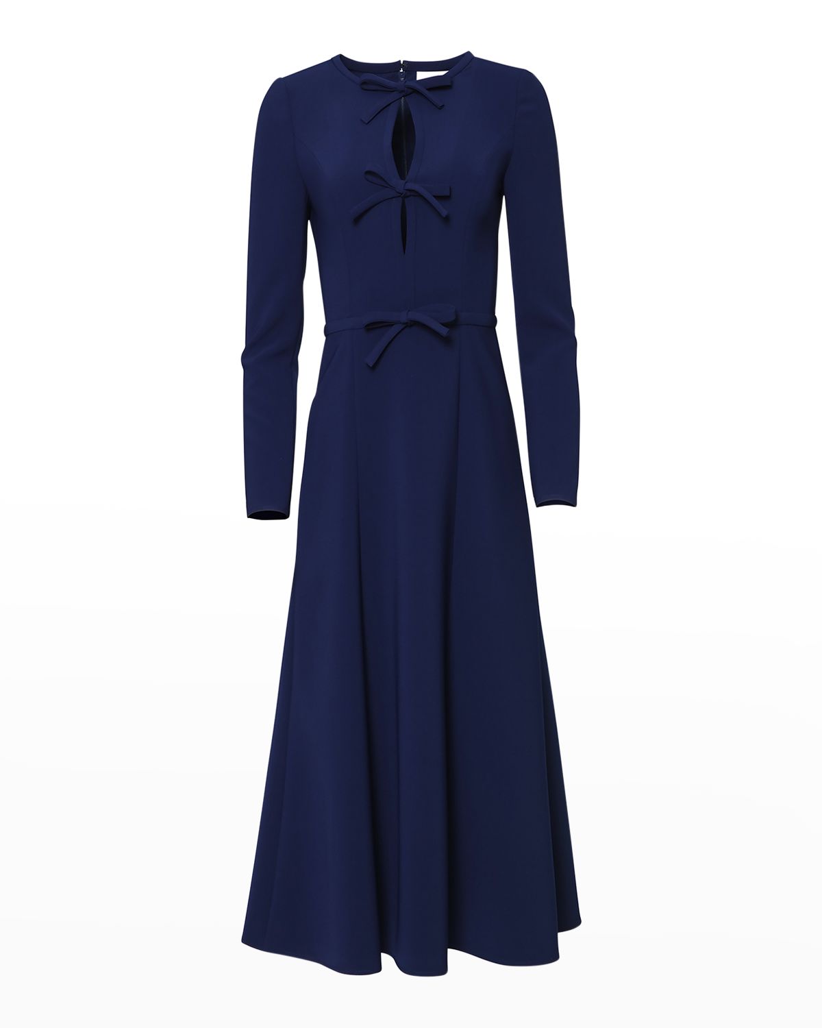 Carolina Herrera Triple Bow Keyhole-Front Midi Dress