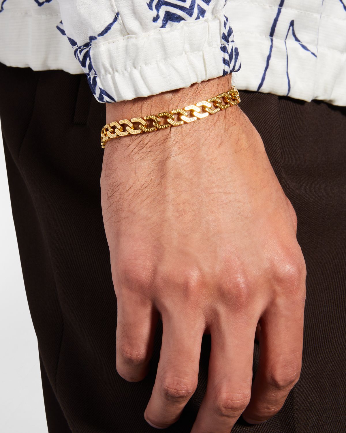 Konstantino Men 's 18K Gold Black Diamond Filigree Chain Bracelet