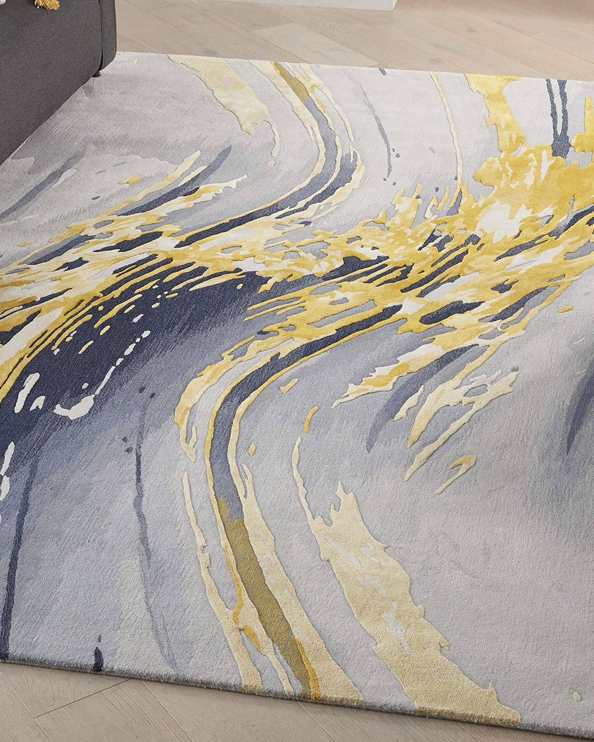 Nourison Abstract Gold Hand-Tufted Rug | Thumbnail 4