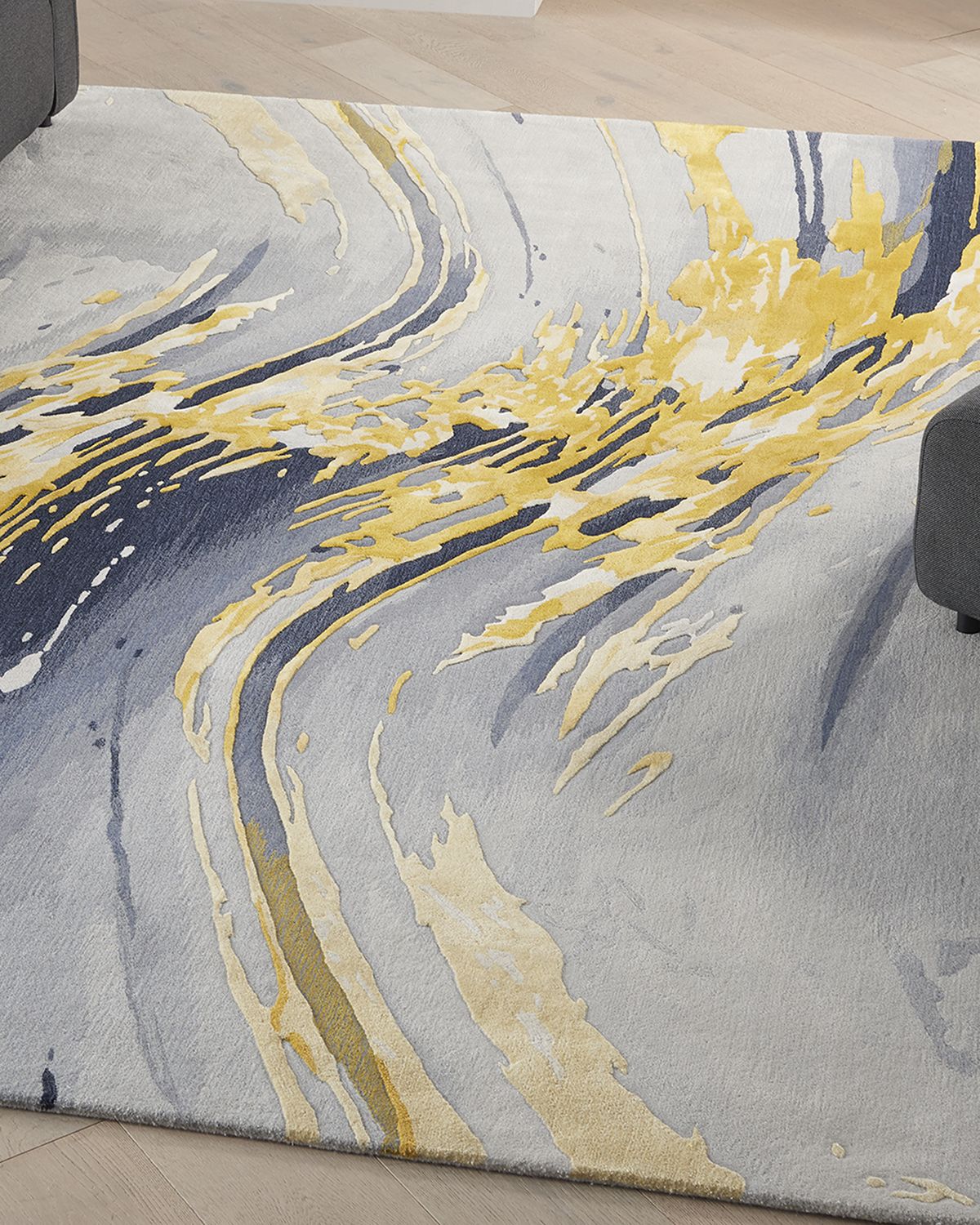 Nourison Abstract Gold Hand-Tufted Rug | Thumbnail 4