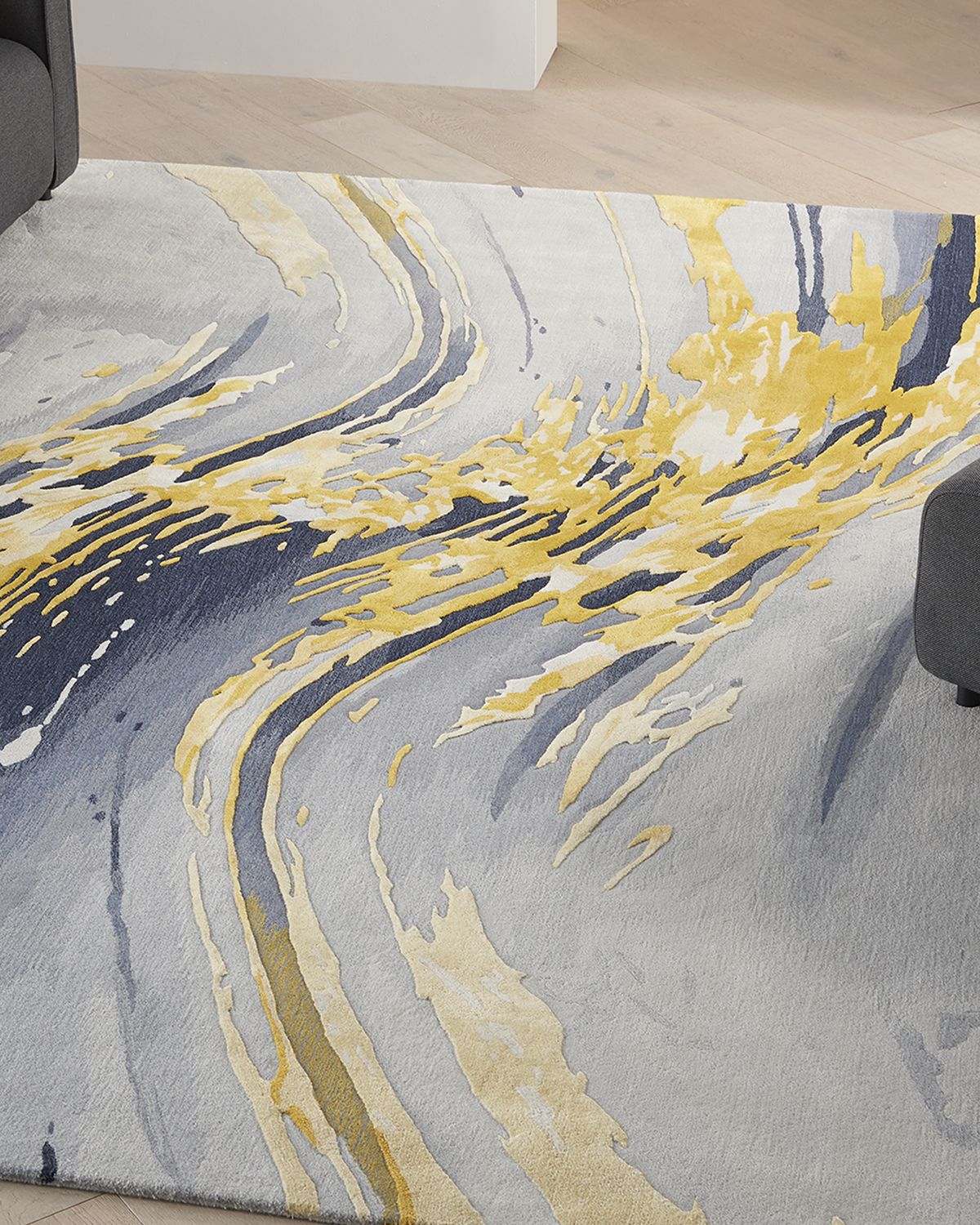 Nourison Abstract Gold Hand-Tufted Rug | Thumbnail 4