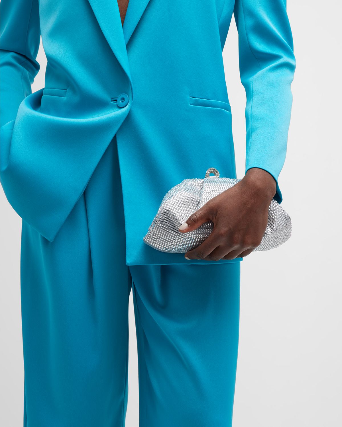 Judith Leiber Couture Gemma Pleated Crystal Clutch Bag