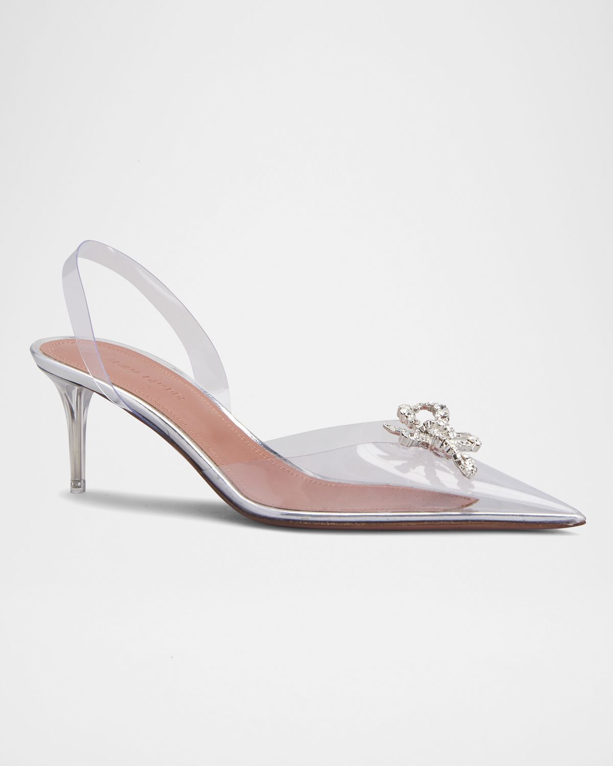 Amina Muaddi Rosie Clear Bow Halter Pumps