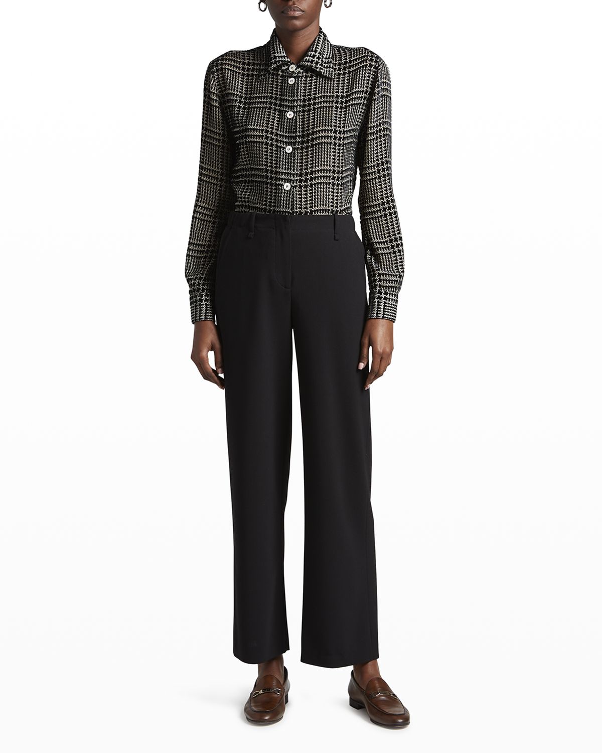 Giorgio Armani Flocked Check Silk Blouse
