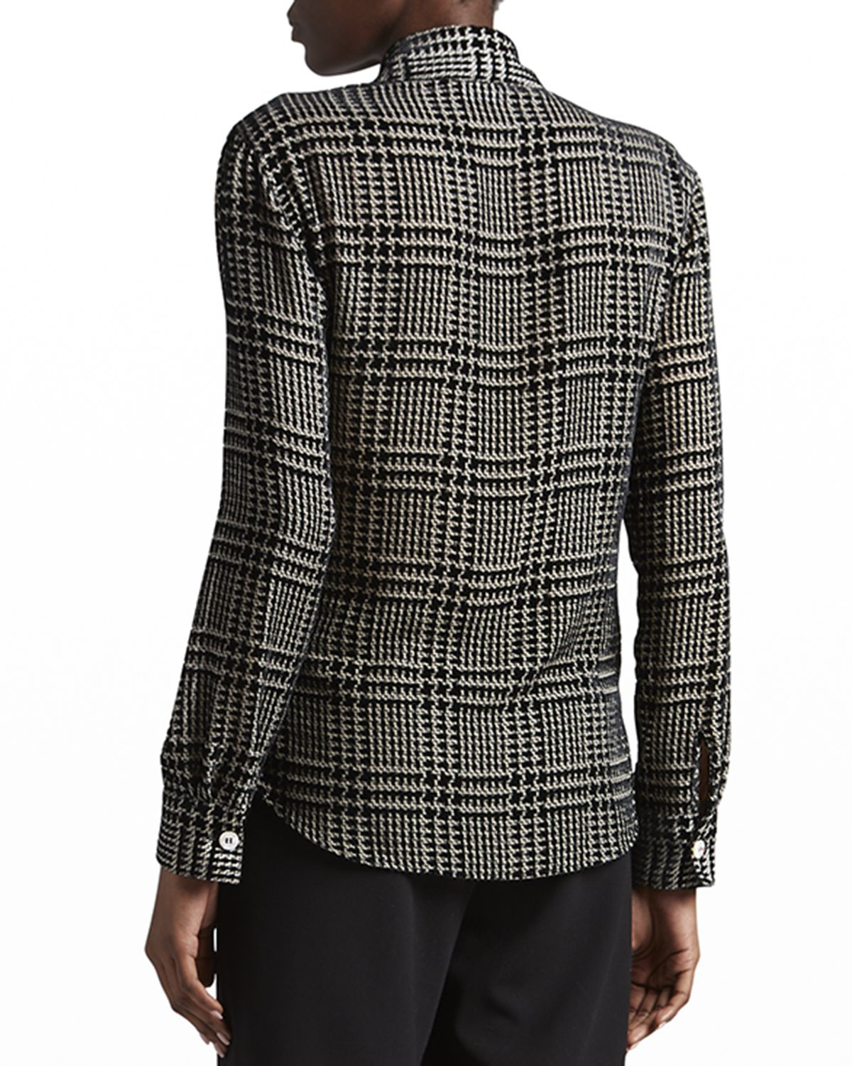 Giorgio Armani Flocked Check Silk Blouse | Thumbnail 3 Giorgio Armani Flocked Check Silk Blouse | Thumbnail 3