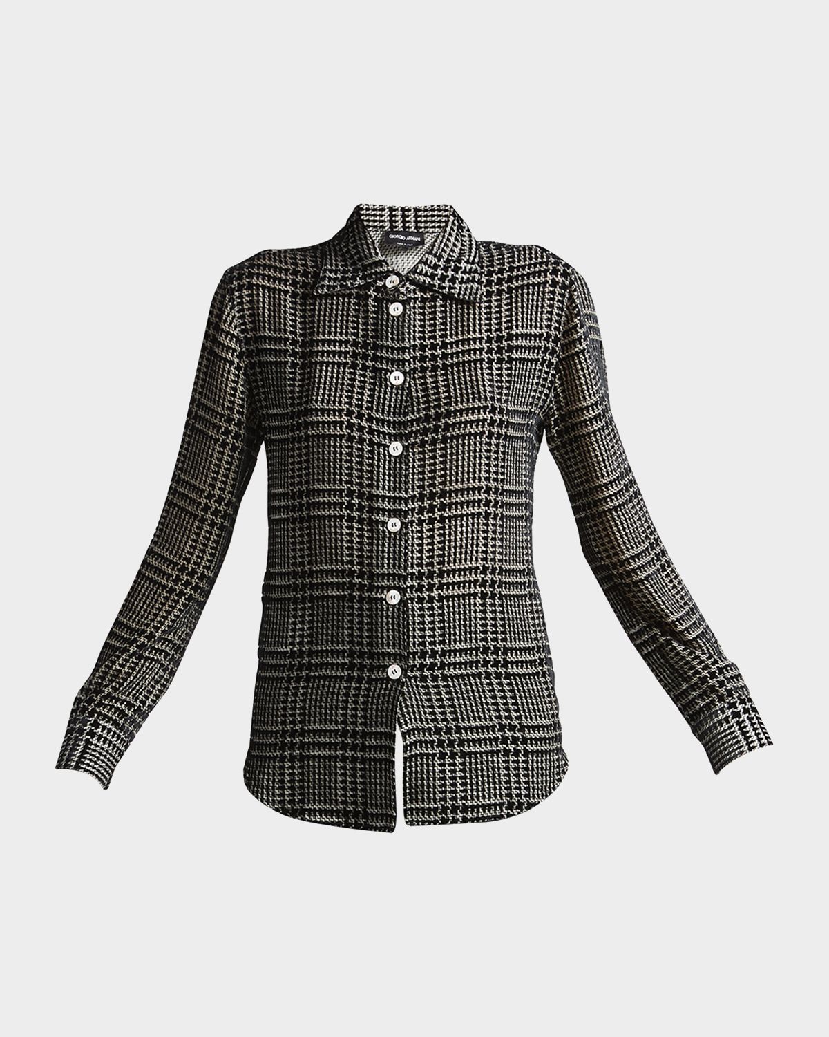 Giorgio Armani Flocked Check Silk Blouse