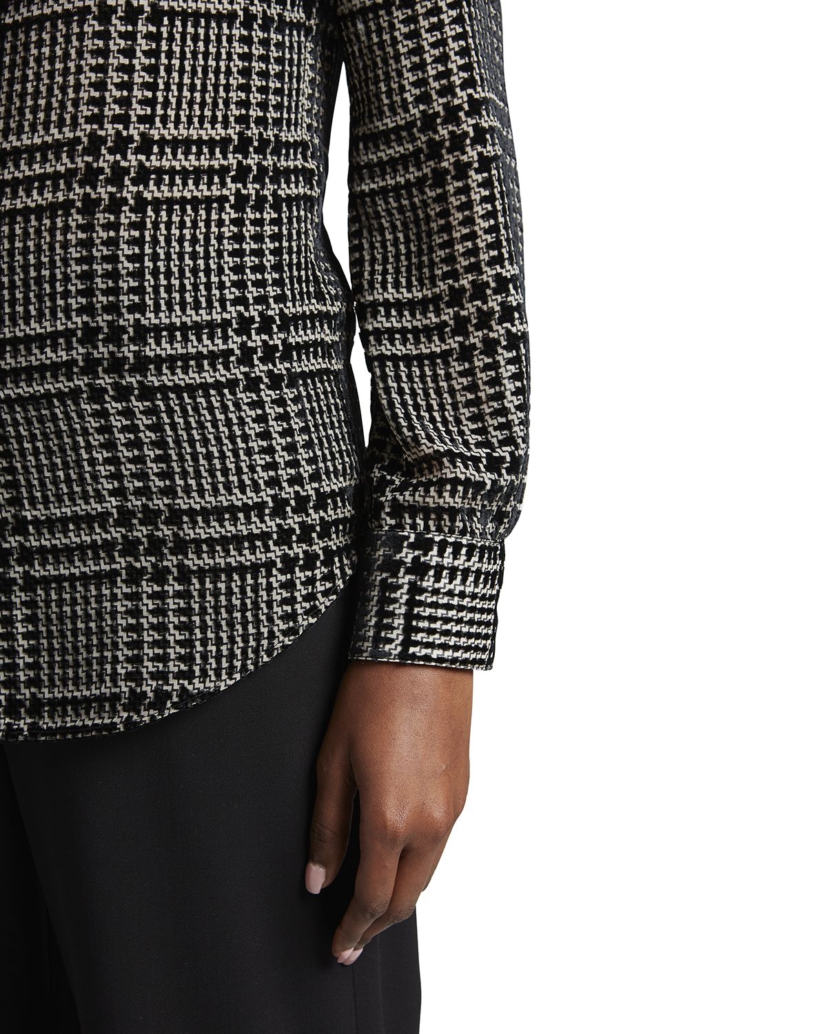 Giorgio Armani Flocked Check Silk Blouse | Thumbnail 5 Giorgio Armani Flocked Check Silk Blouse | Thumbnail 5