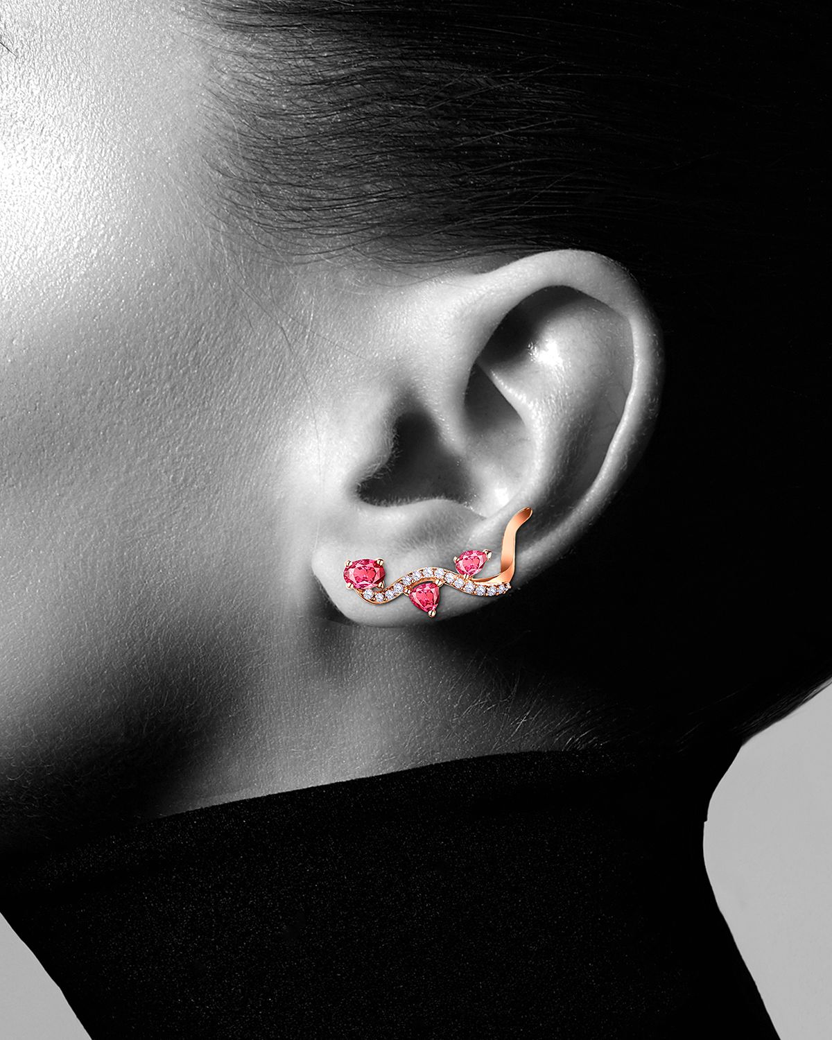 Hueb Mirage Pink Gold Earrings with Diamonds and Pink Sapphires