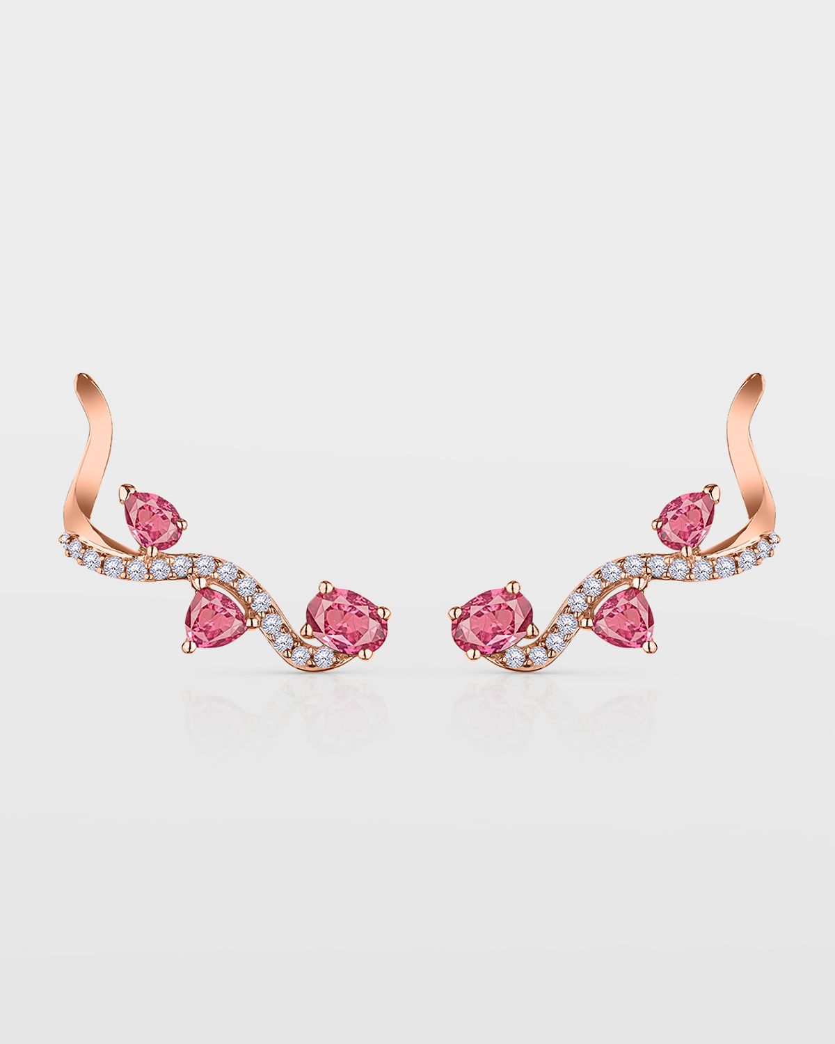 Hueb Mirage Pink Gold Earrings with Diamonds and Pink Sapphires